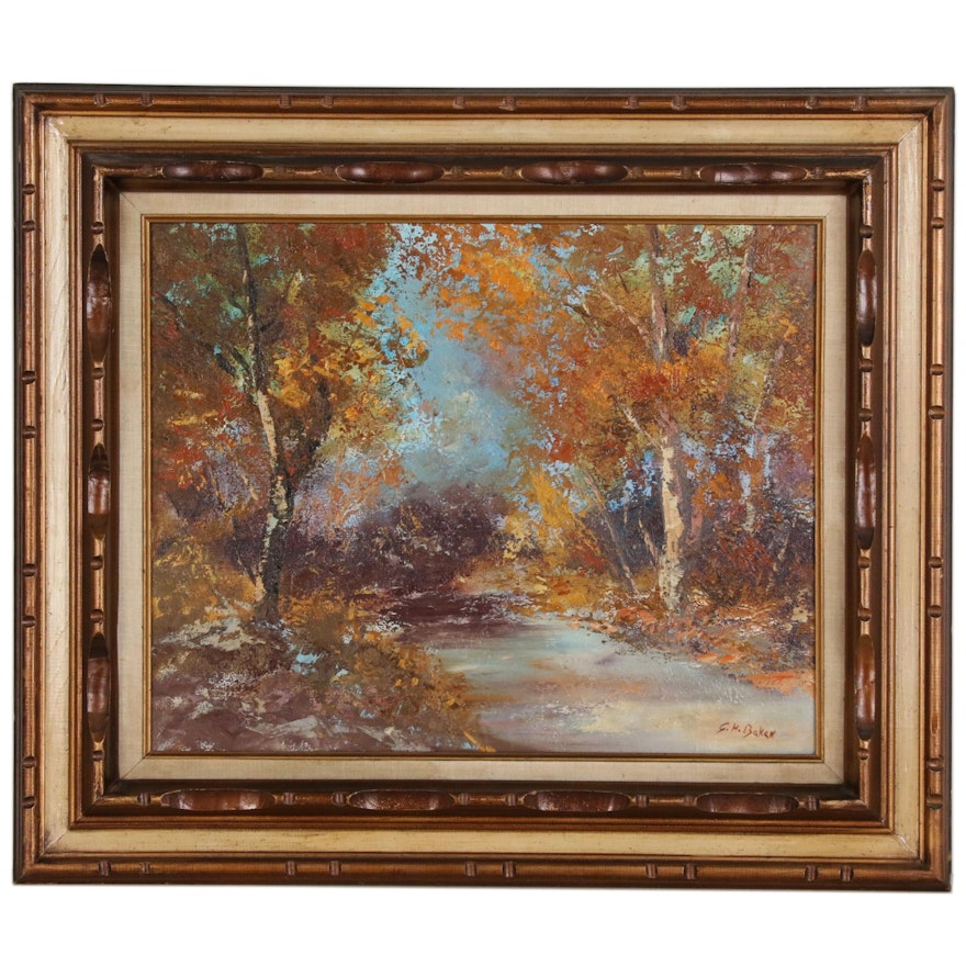 George Herbert Baker Autumn Landscape Oil Painting