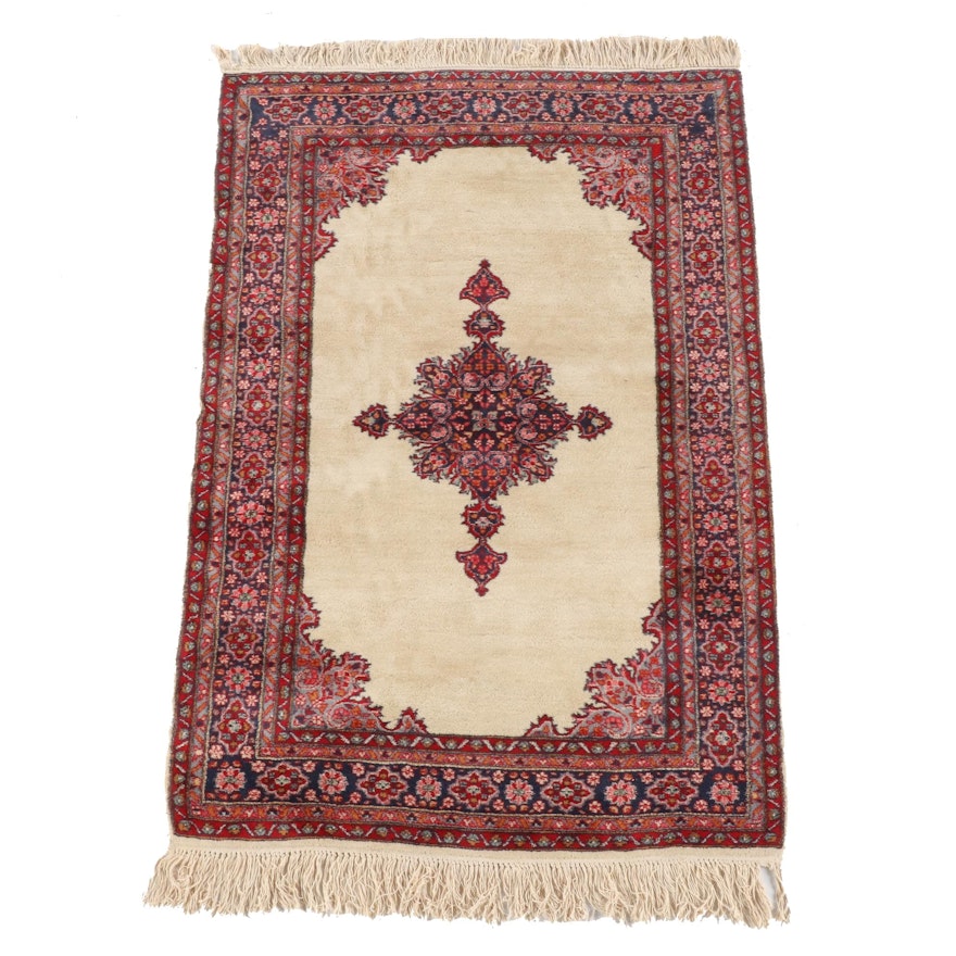 4'2 x 6'11 Hand-Knotted Persian Kerman Wool Rug