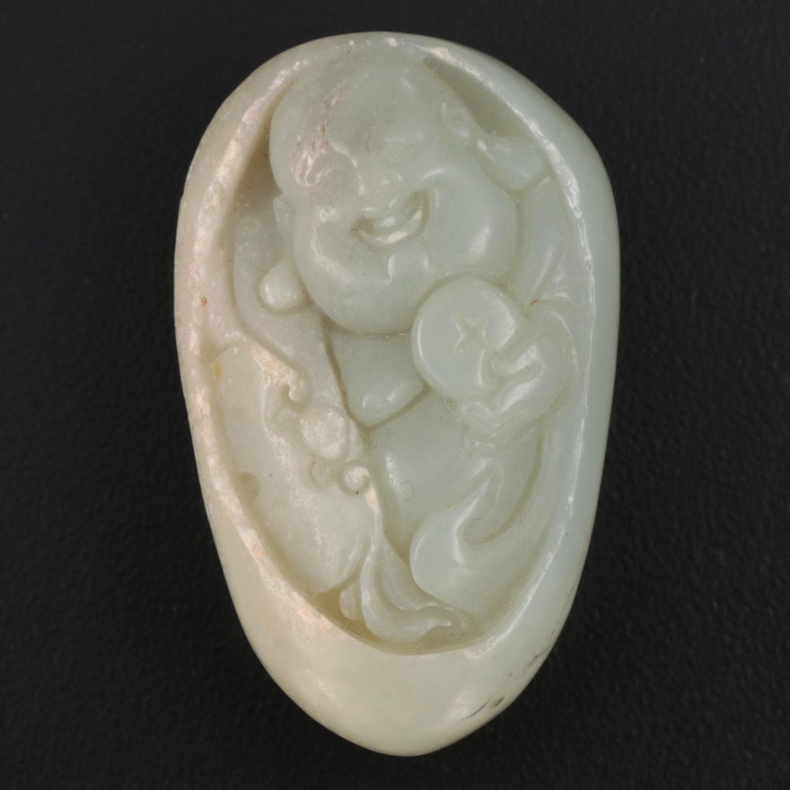 Chinese Nephrite Budai Pebble Carving