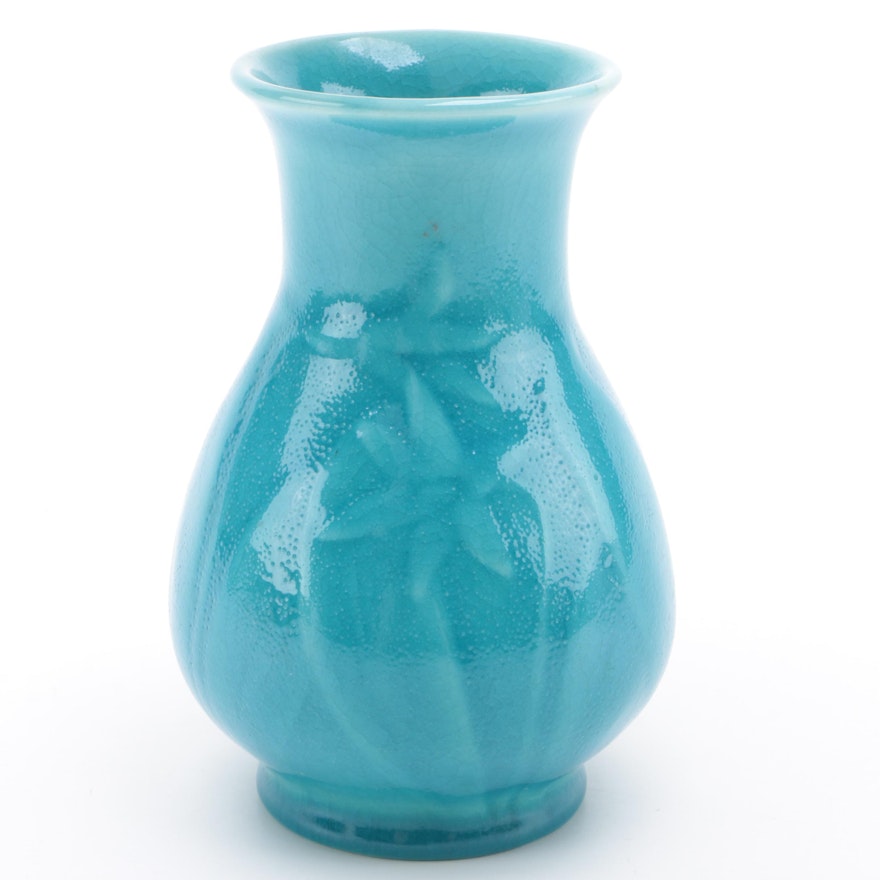 Rookwood Pottery High Glaze Blue-Green Daffodil Vase, 1946