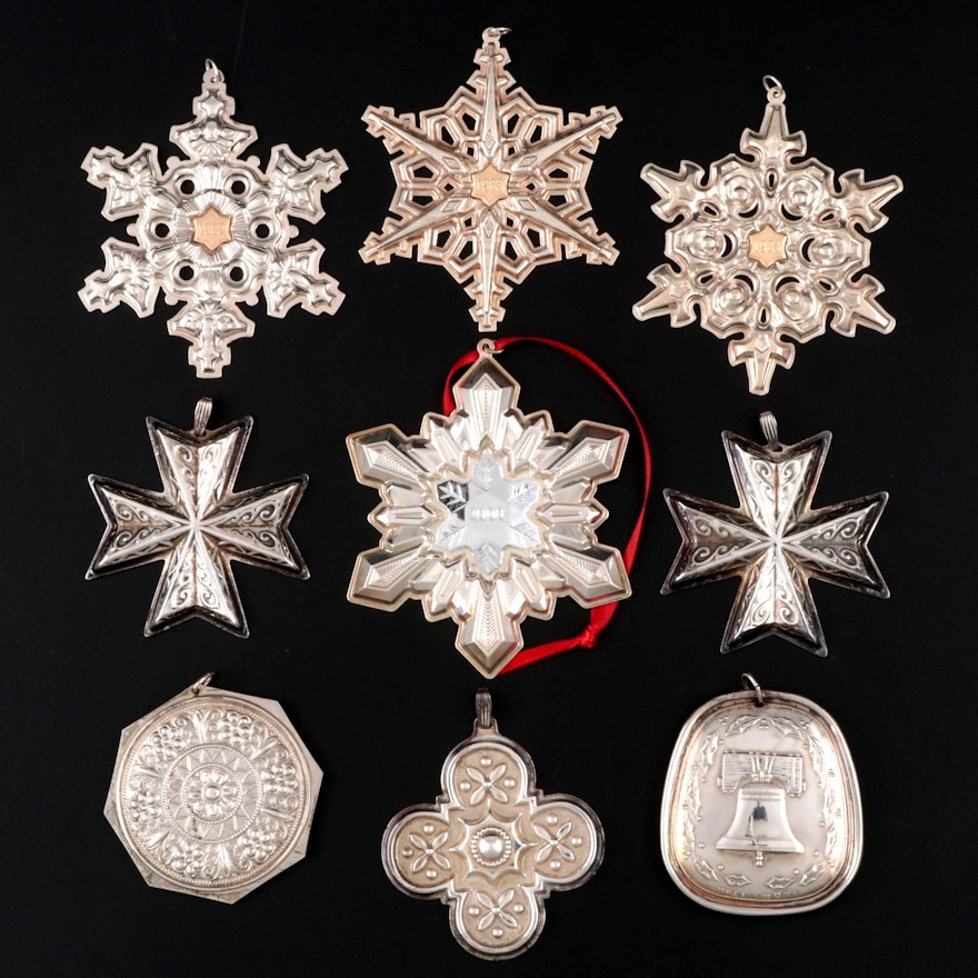 Gorham, Towle and Reed & Barton Sterling Silver Christmas Ornaments