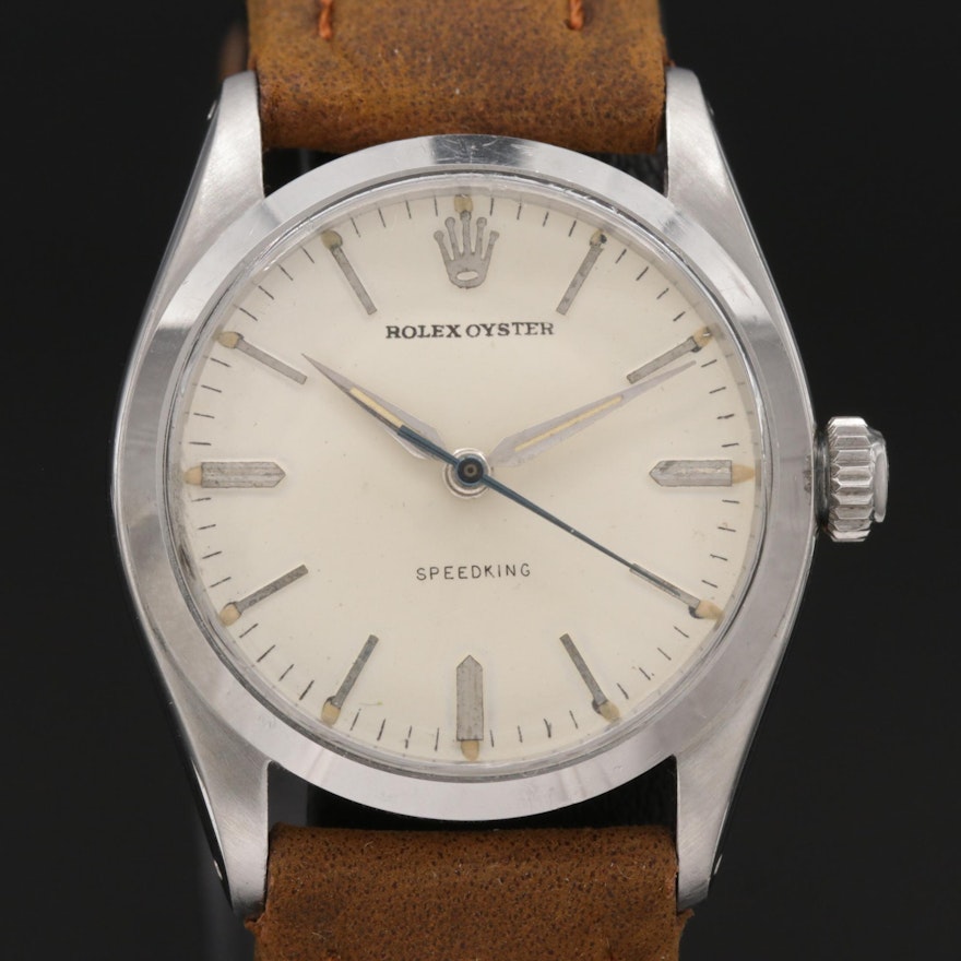 Vintage Rolex Oyster Speedking Stainless Steel Stem Wind Wristwatch