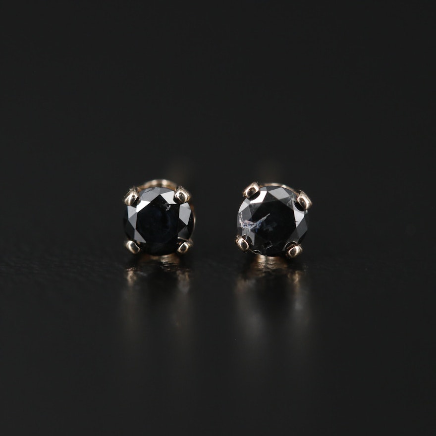 14K Yellow Gold Diamond Stud Earrings