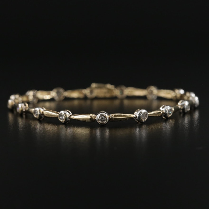 10K Gold Diamond Link Bracelet