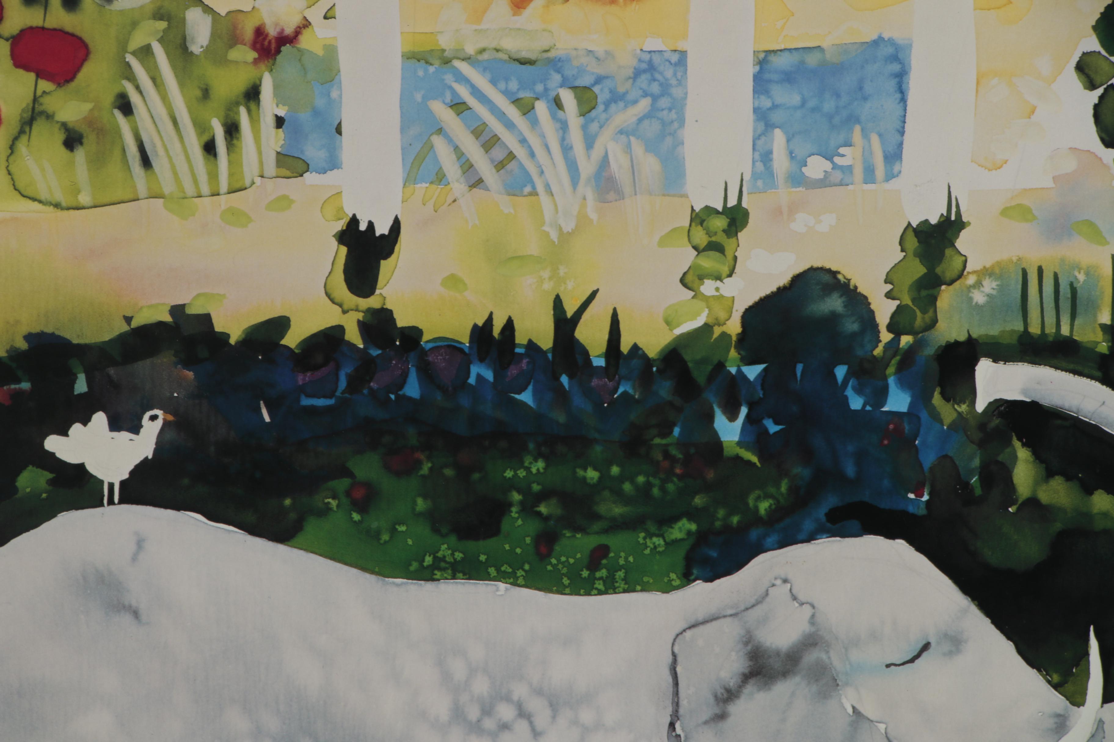 Offset Lithograph after Mike Smith "Elephant and Bird"