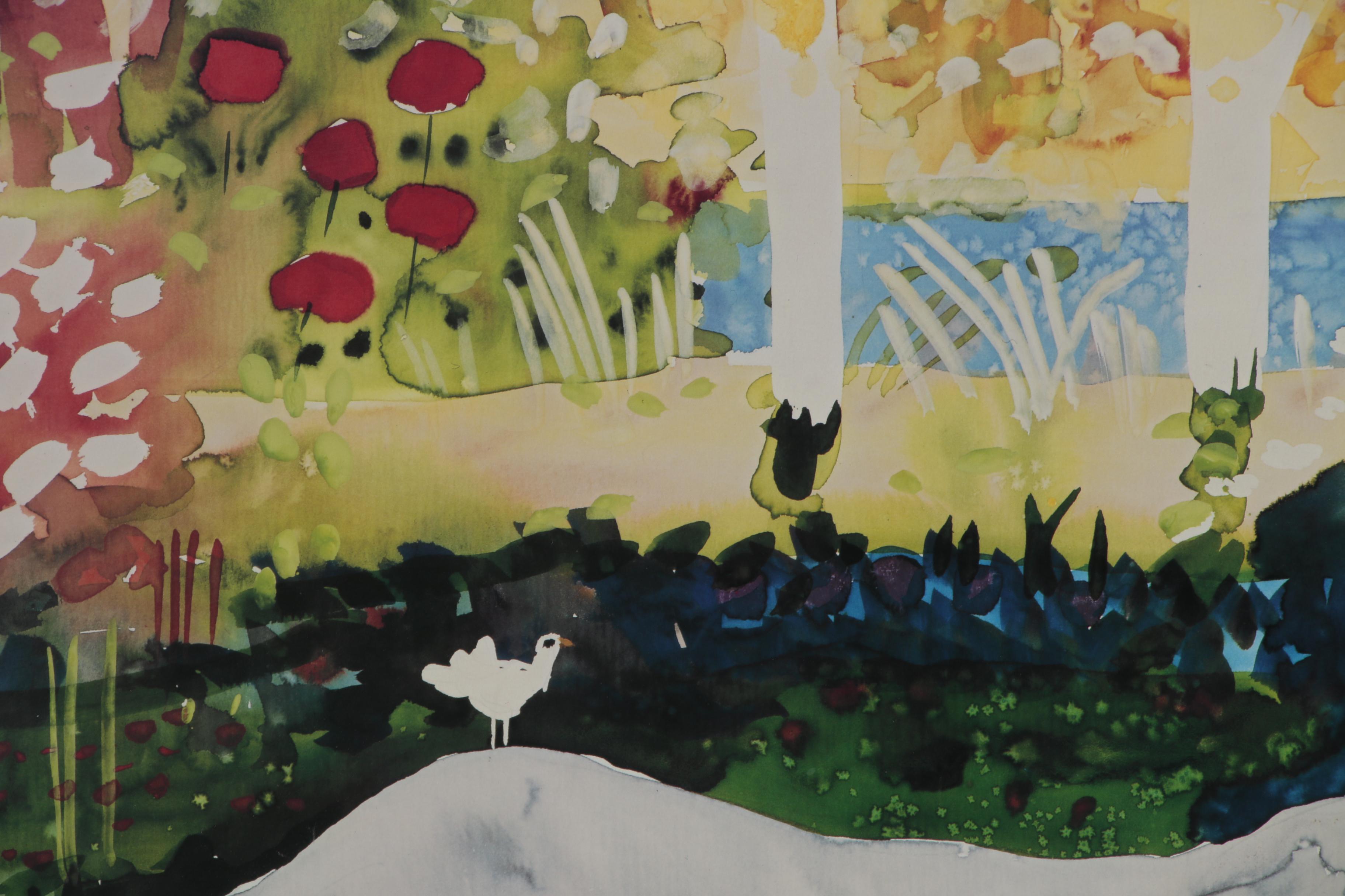 Offset Lithograph after Mike Smith "Elephant and Bird"