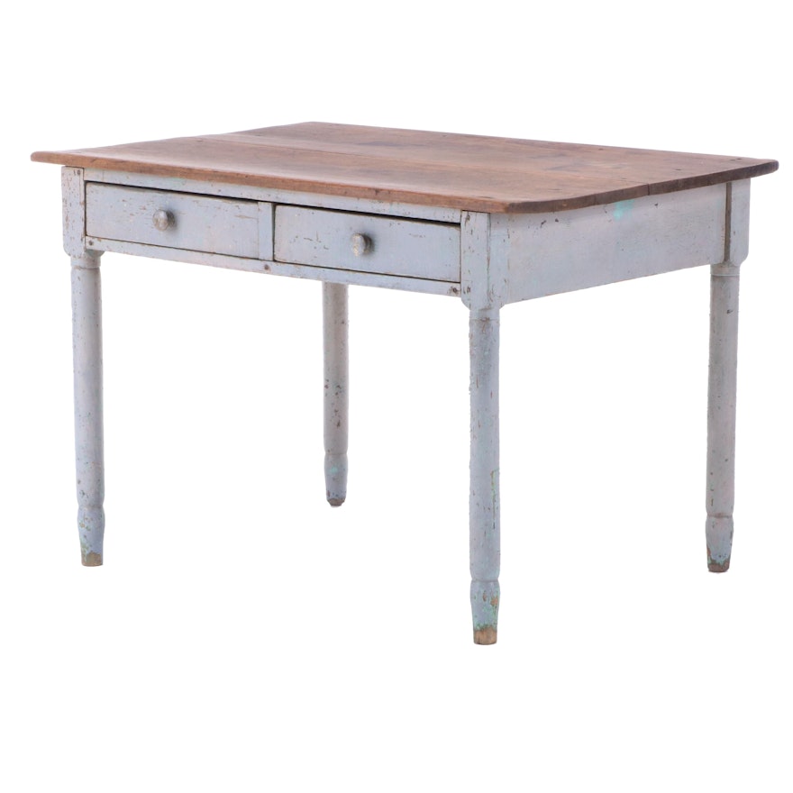 American Primitive Painted Wood Farm Table, Mid-19th Century