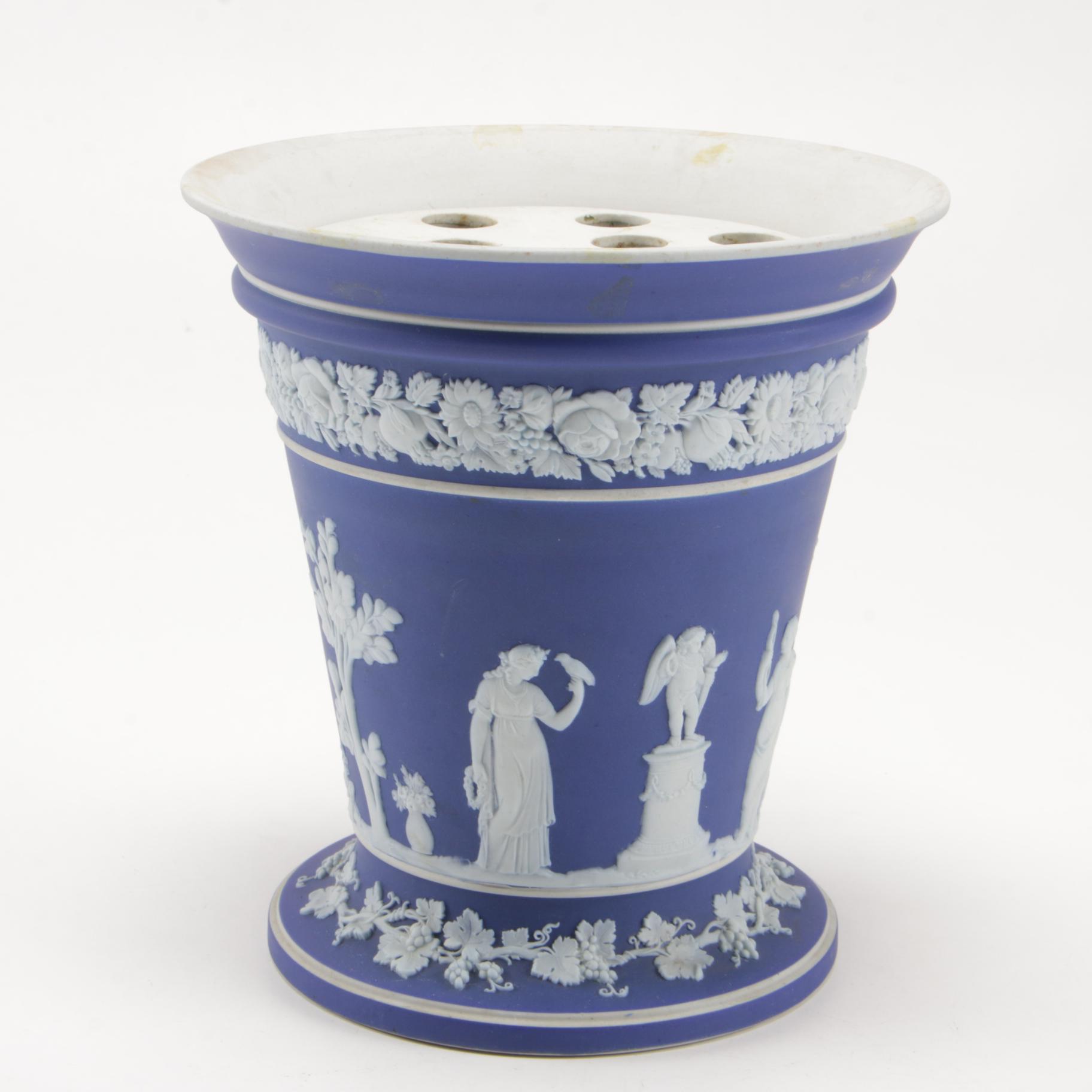 Wedgwood Jasperware Frog Vase and Queensware Trinket Box