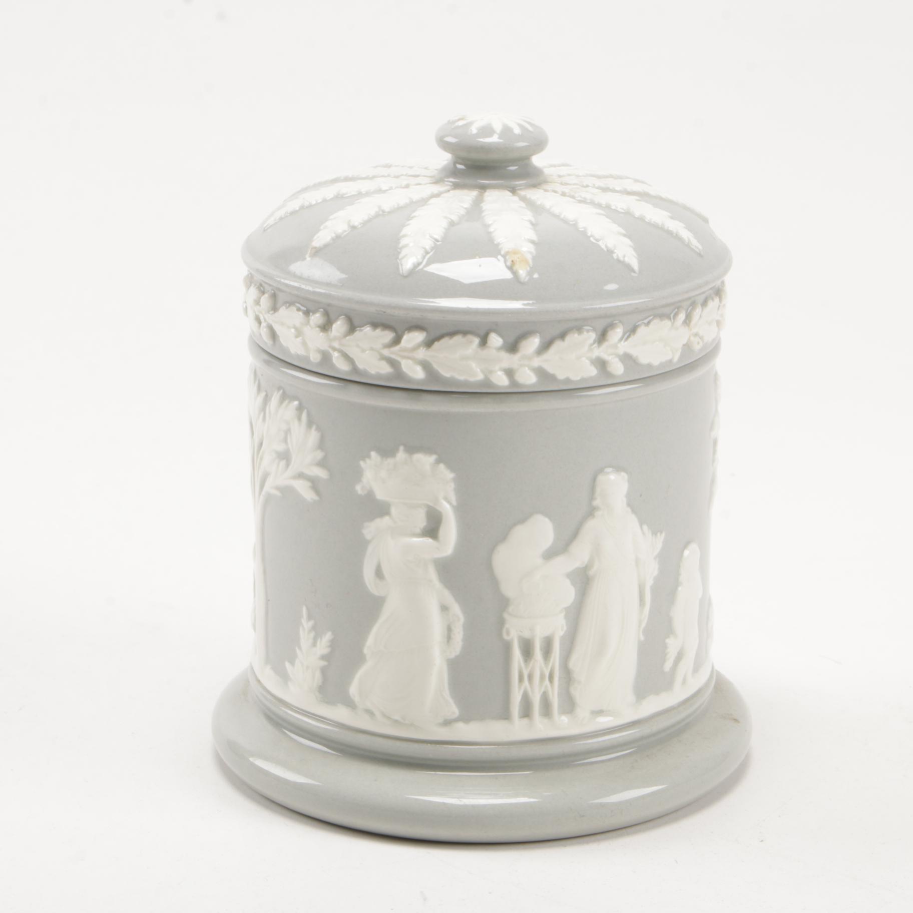 Wedgwood Jasperware Frog Vase and Queensware Trinket Box