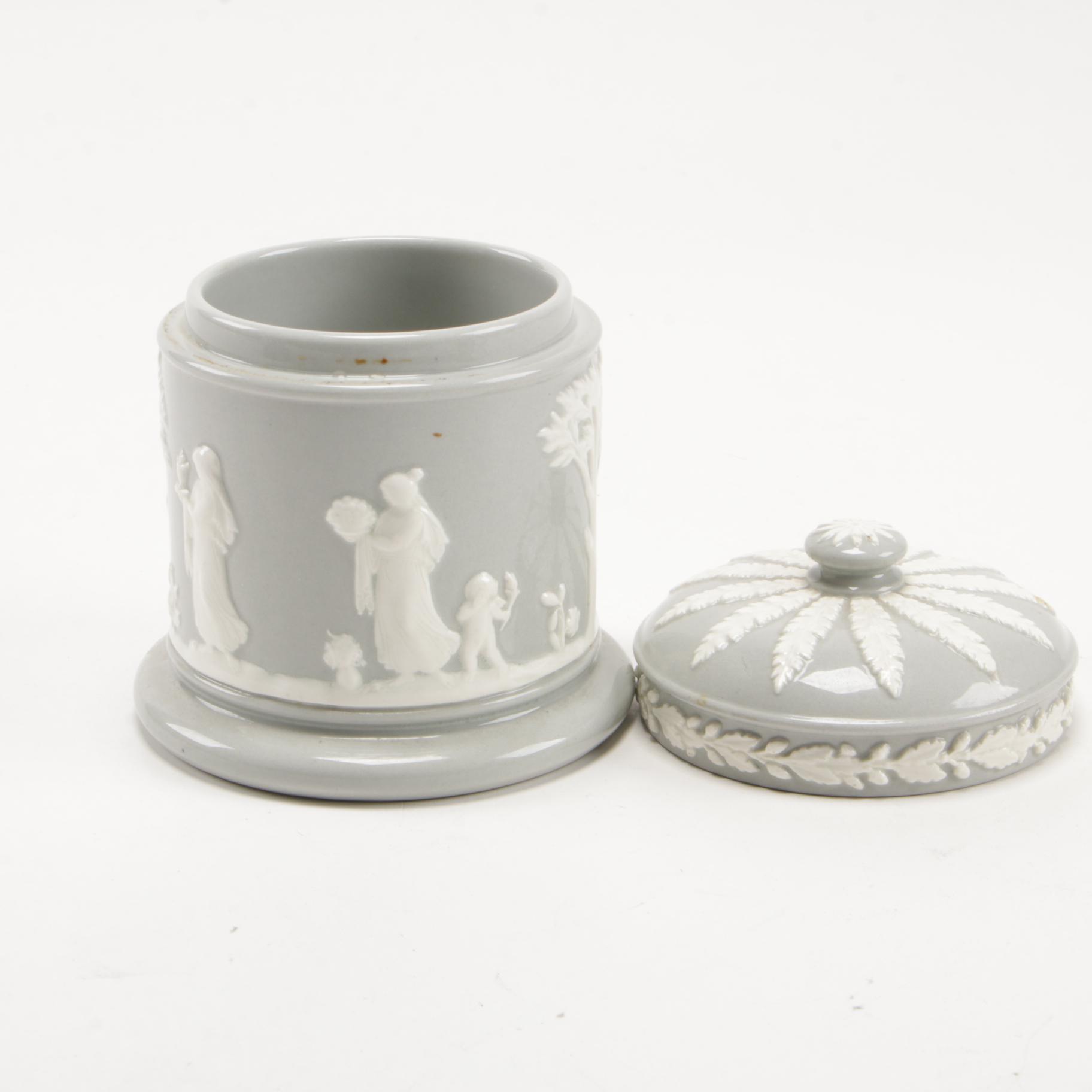 Wedgwood Jasperware Frog Vase and Queensware Trinket Box