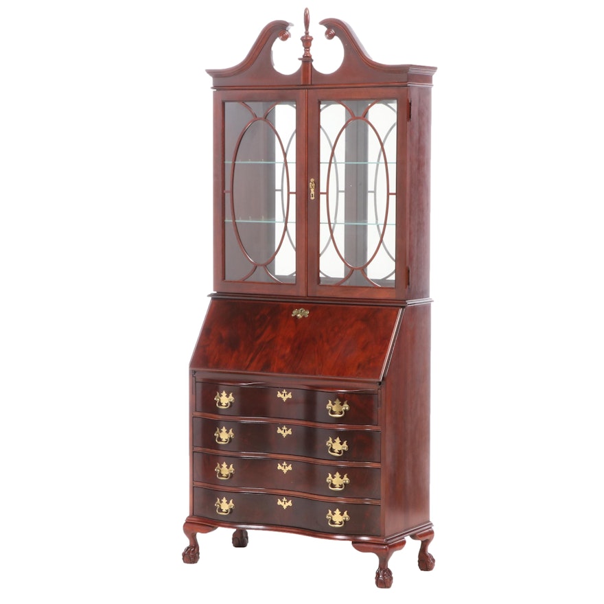 Jasper Cabinet Chippendale Style Mahogany-Veneered & Stained Secretary Bookcase