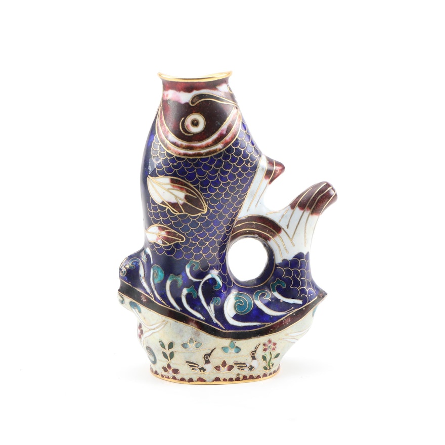 Chinese Cloisonné Figural Fish Vase, 20th Century