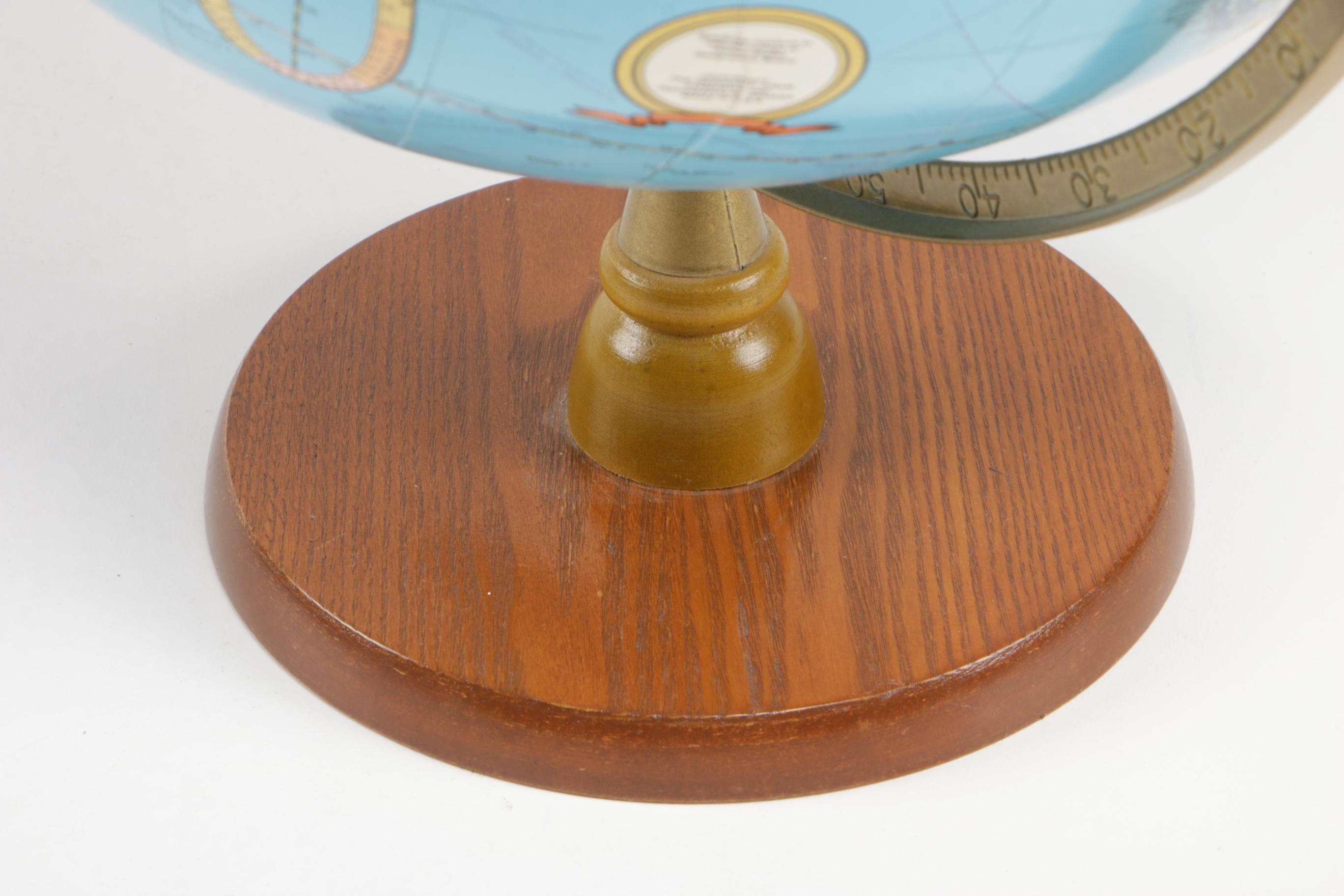 Cram's Imperial World Globe with Gold Finish Stand and Wooden Base