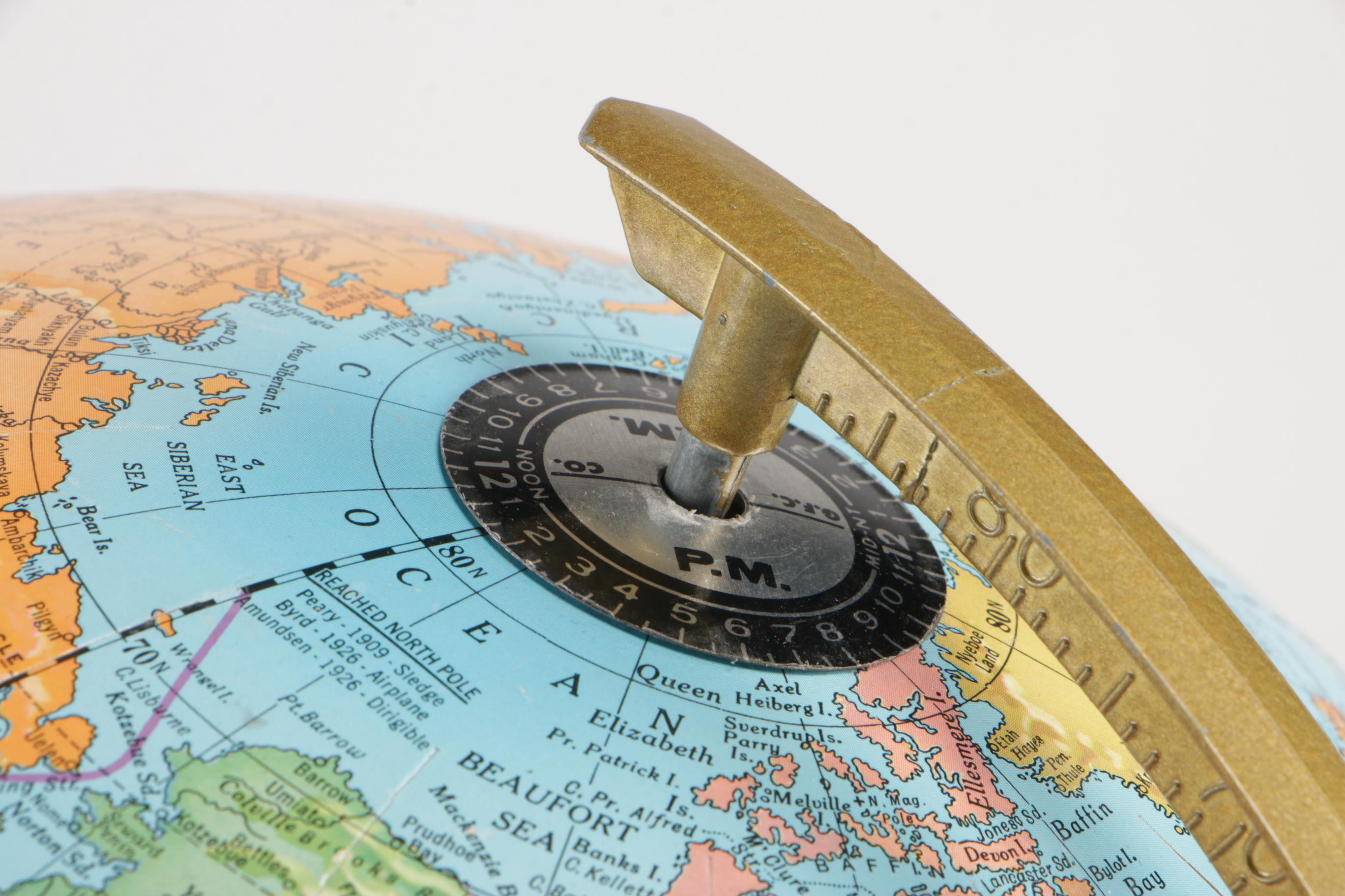 Cram's Imperial World Globe with Gold Finish Stand and Wooden Base