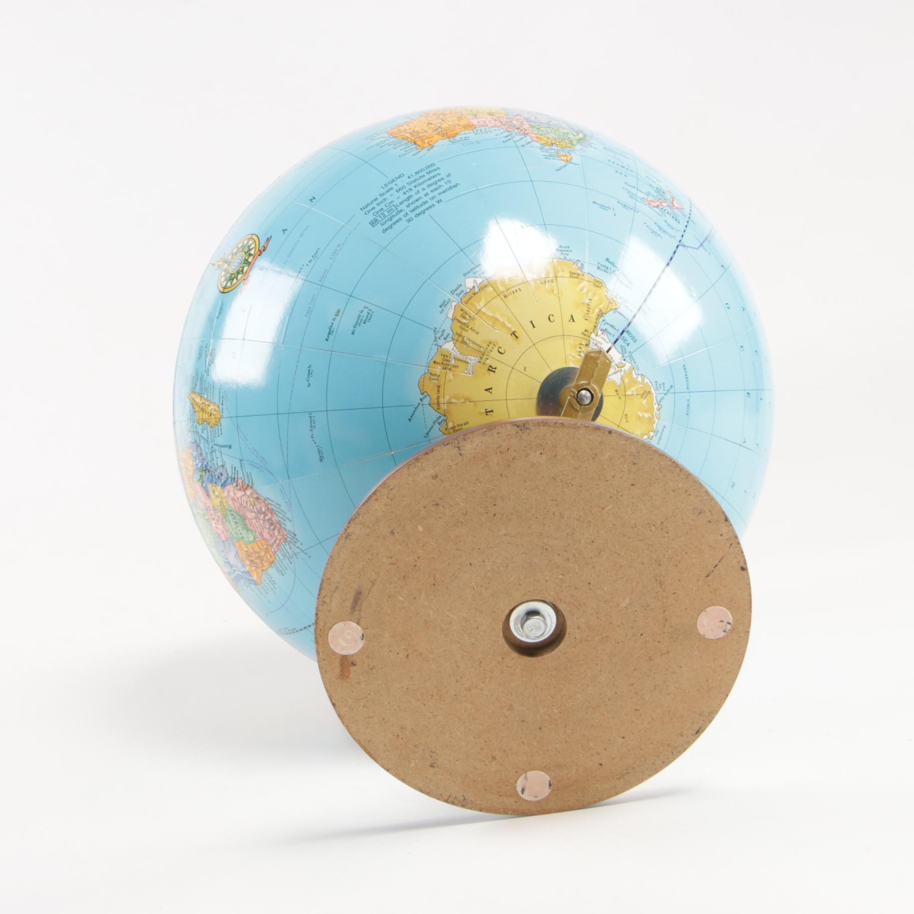 Cram's Imperial World Globe with Gold Finish Stand and Wooden Base