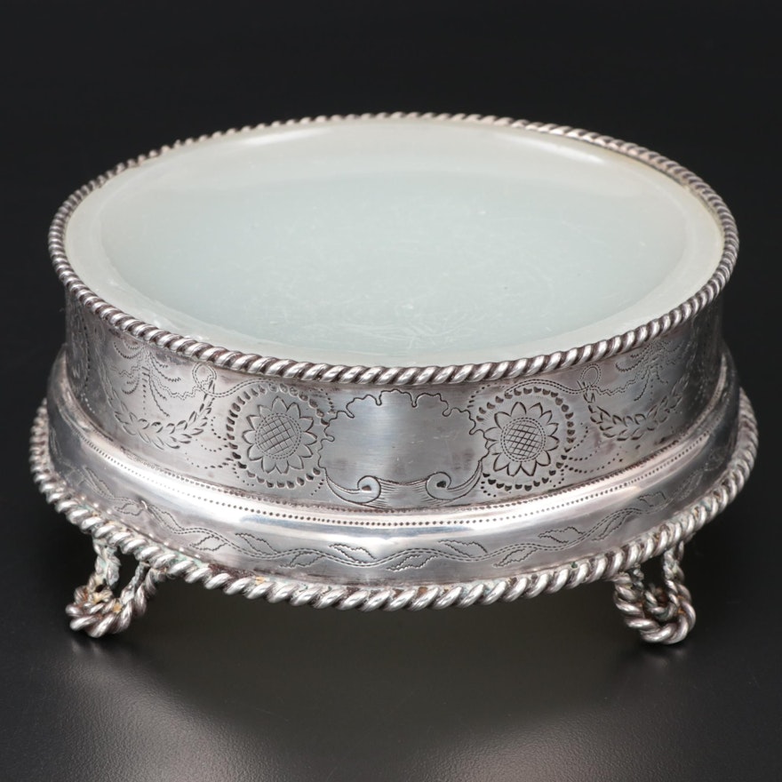 William Gale & Son Engraved Coin Silver Pedestal Butter Dish, 1850–1866