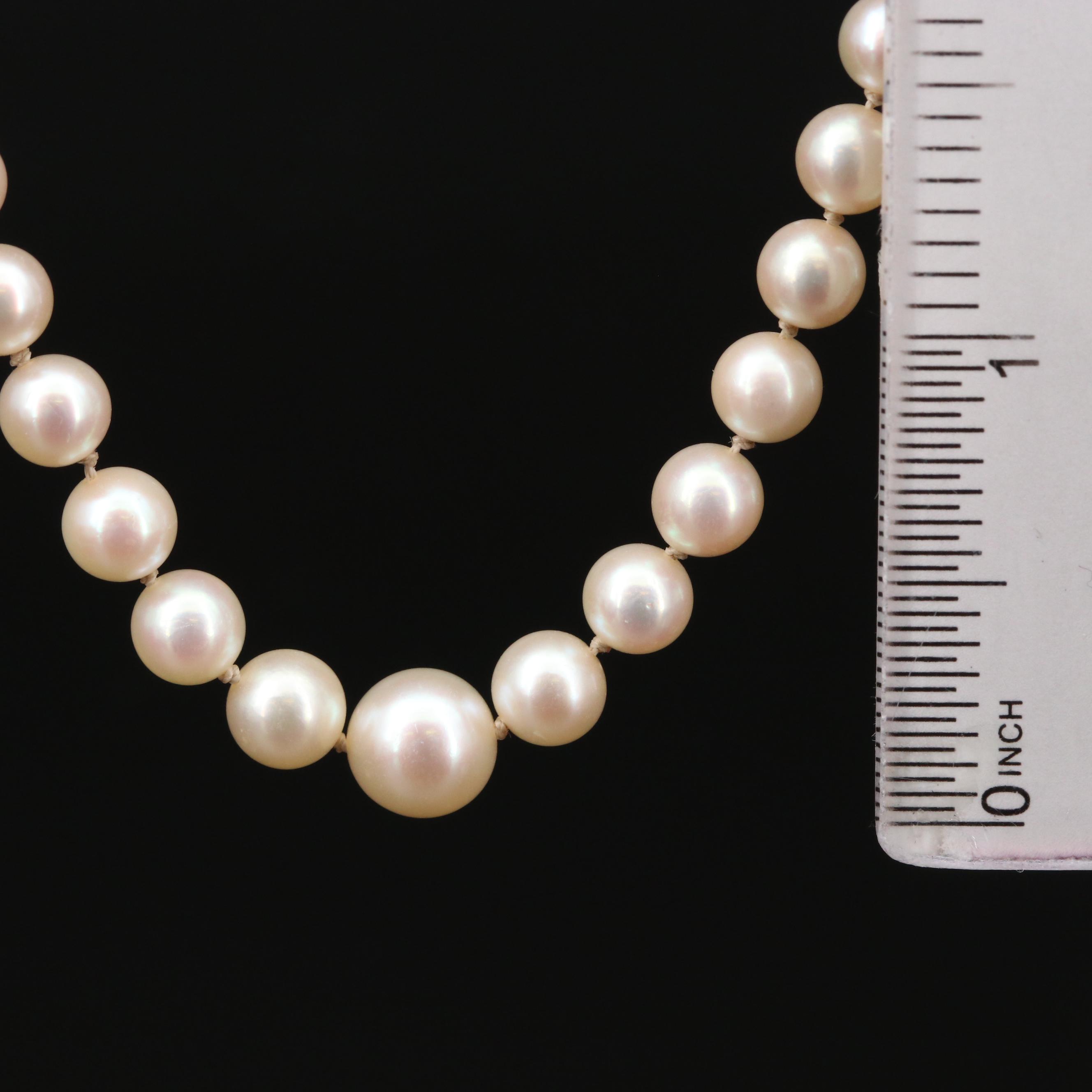 Vintage Mikimoto Graduated Cultured Pearl Strand Necklace with Sterling Clasp