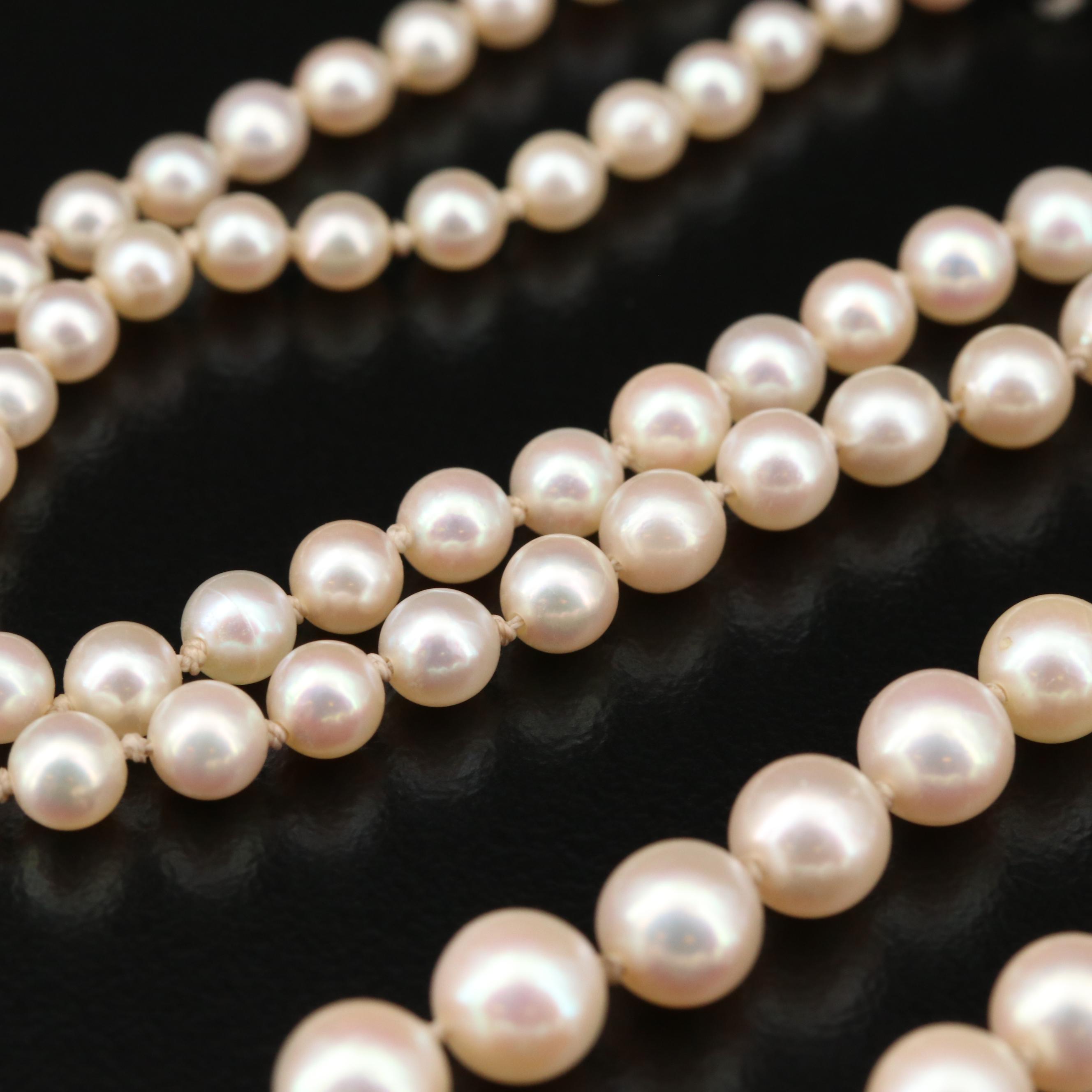 Vintage Mikimoto Graduated Cultured Pearl Strand Necklace with Sterling Clasp