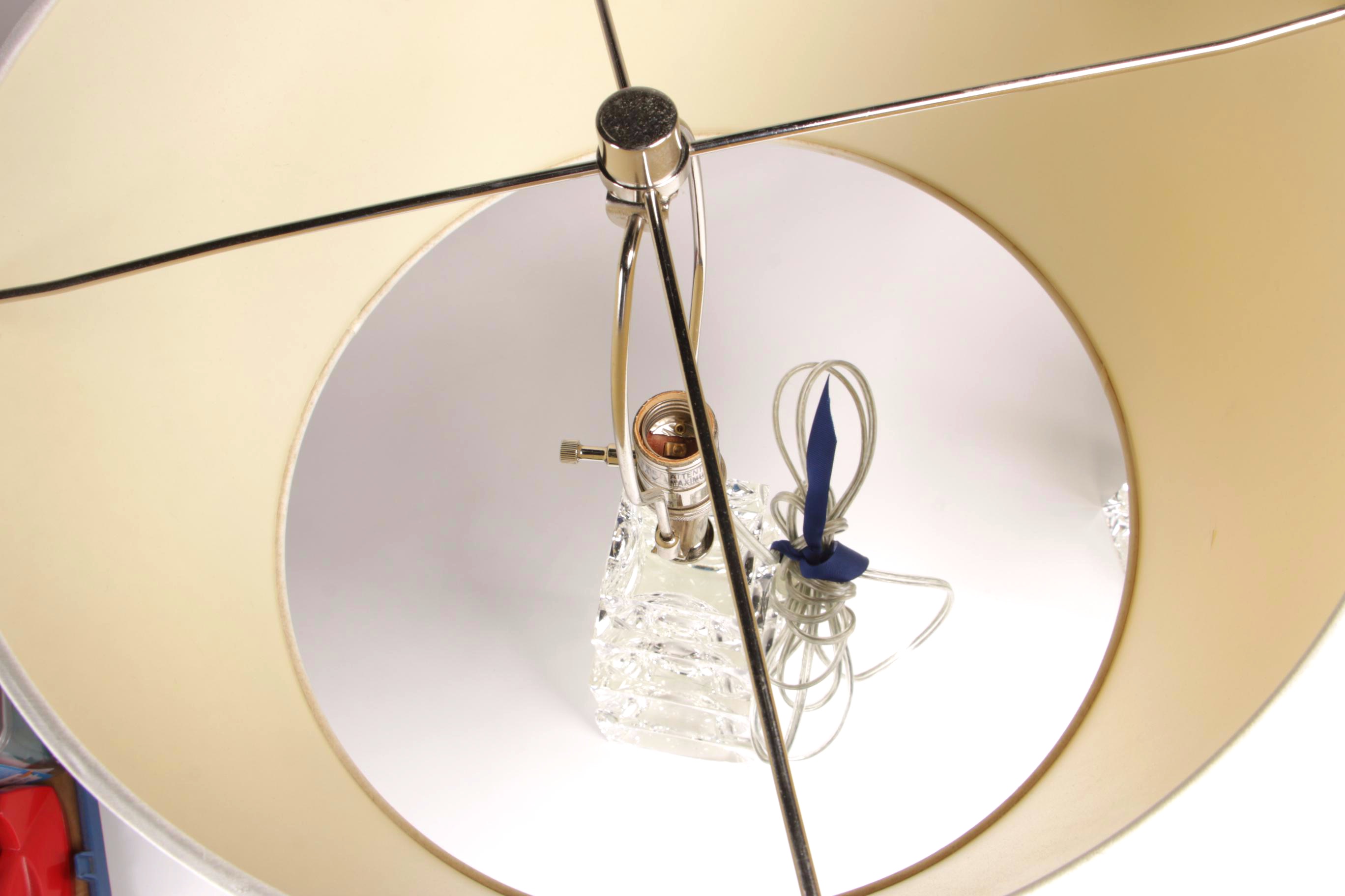 Simon Pearce Graduated Stacked Glass Cubes Table Lamp Pair