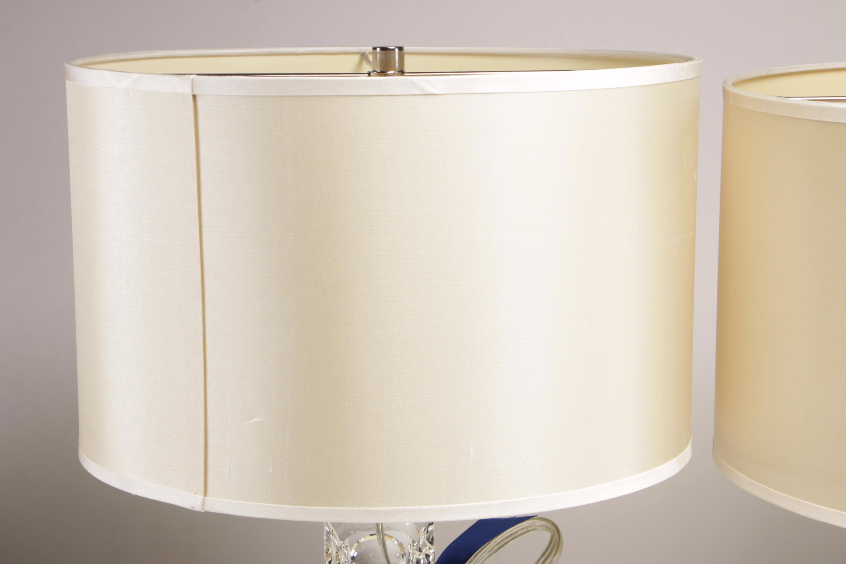 Simon Pearce Graduated Stacked Glass Cubes Table Lamp Pair