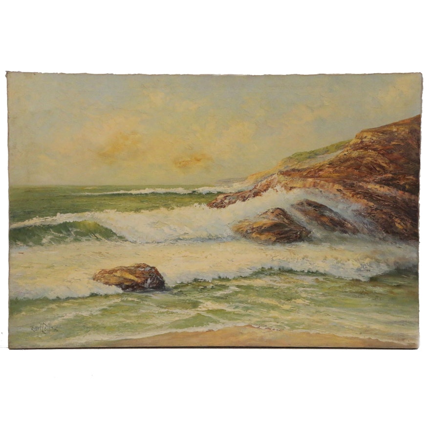 Earl Collins Seascape Oil Painting, Late 20th Century
