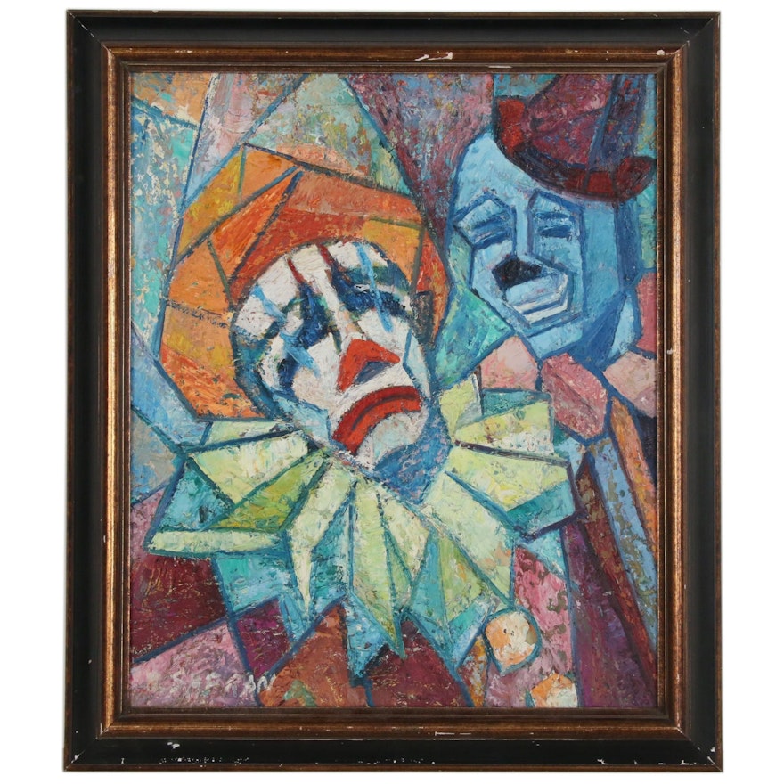 Impasto Sad Clown Oil Painting