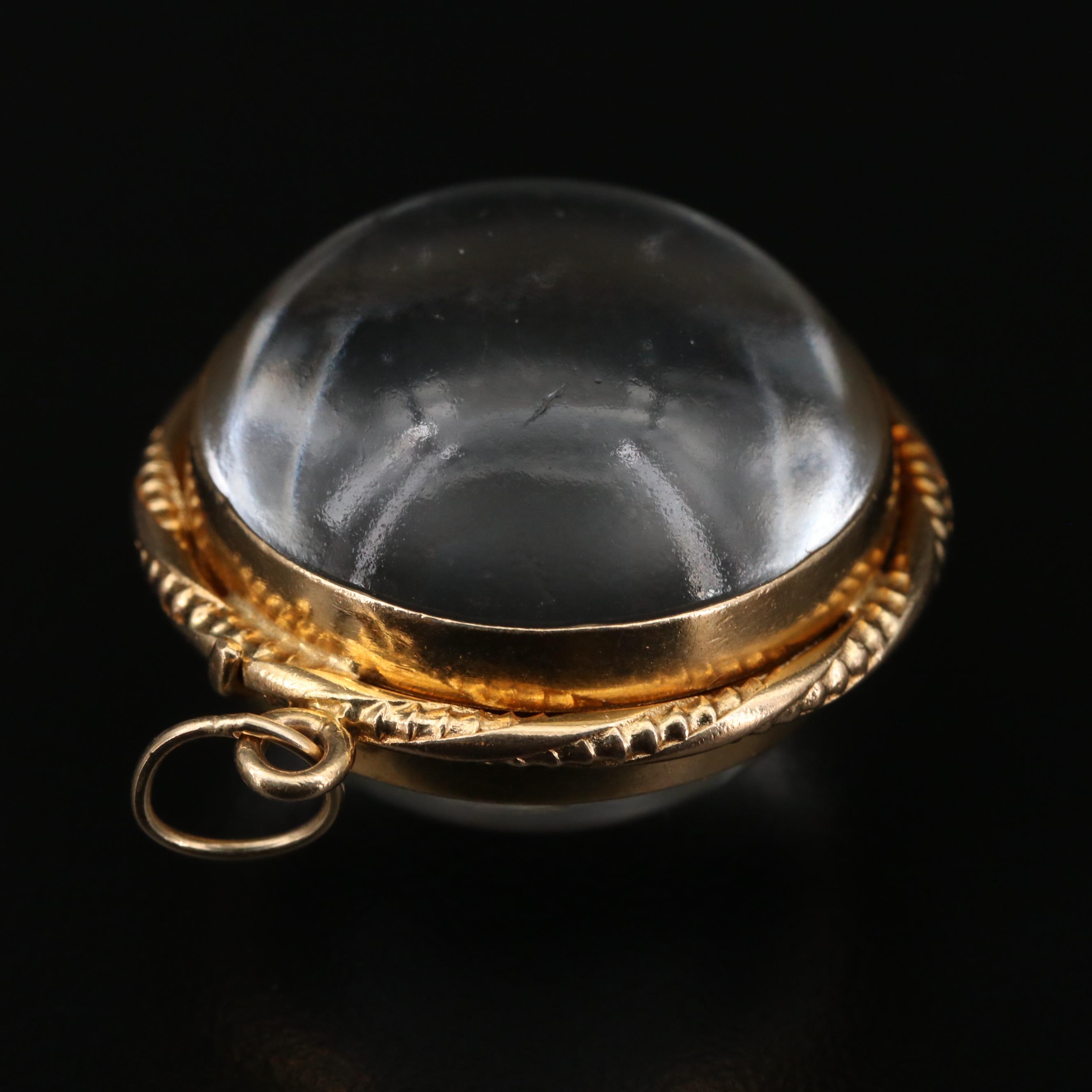 Vintage Victorian Style 14K Yellow Gold Glass Orb Locket