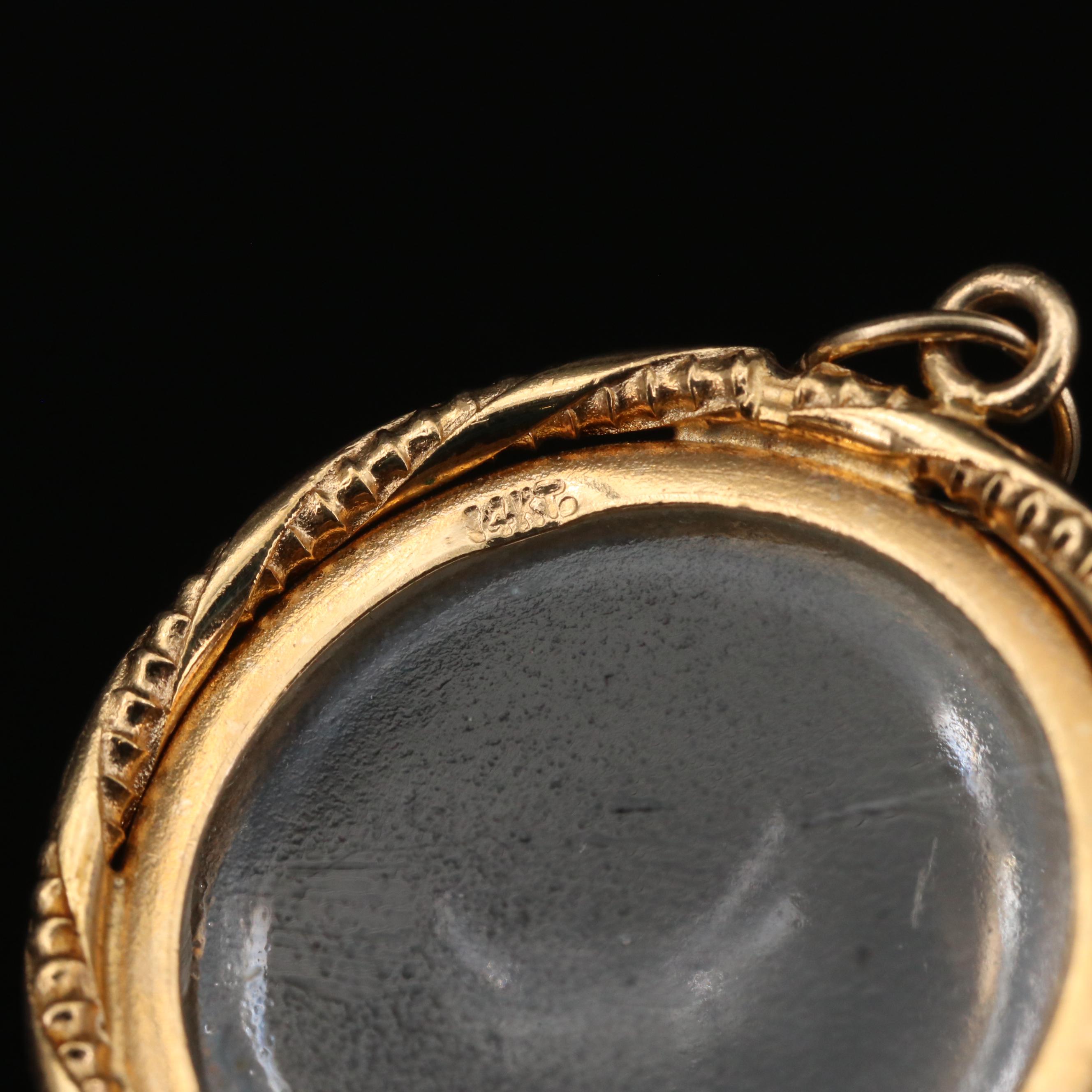 Vintage Victorian Style 14K Yellow Gold Glass Orb Locket