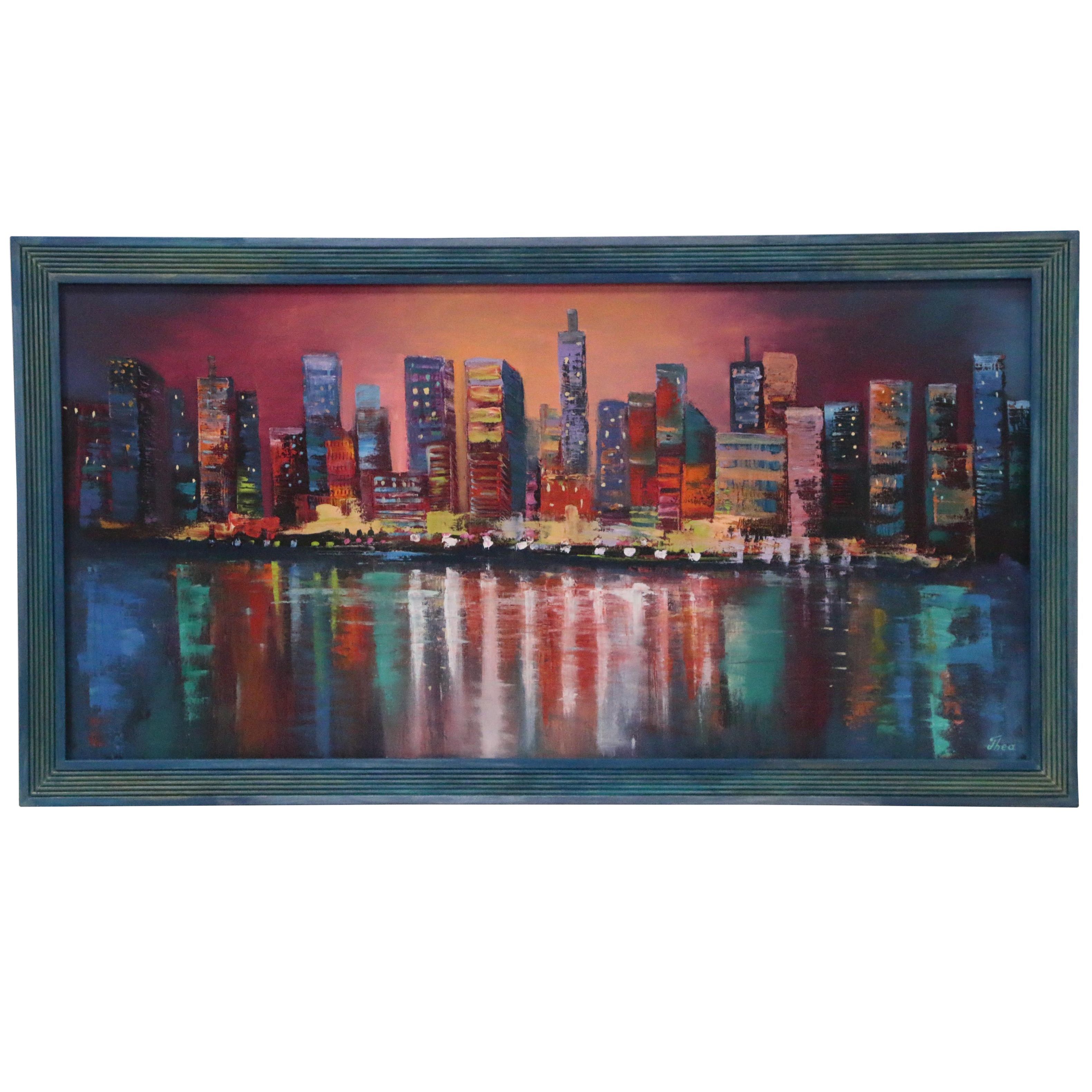 Thea Mamukelashvili Cityscape Oil Painting "Night City"