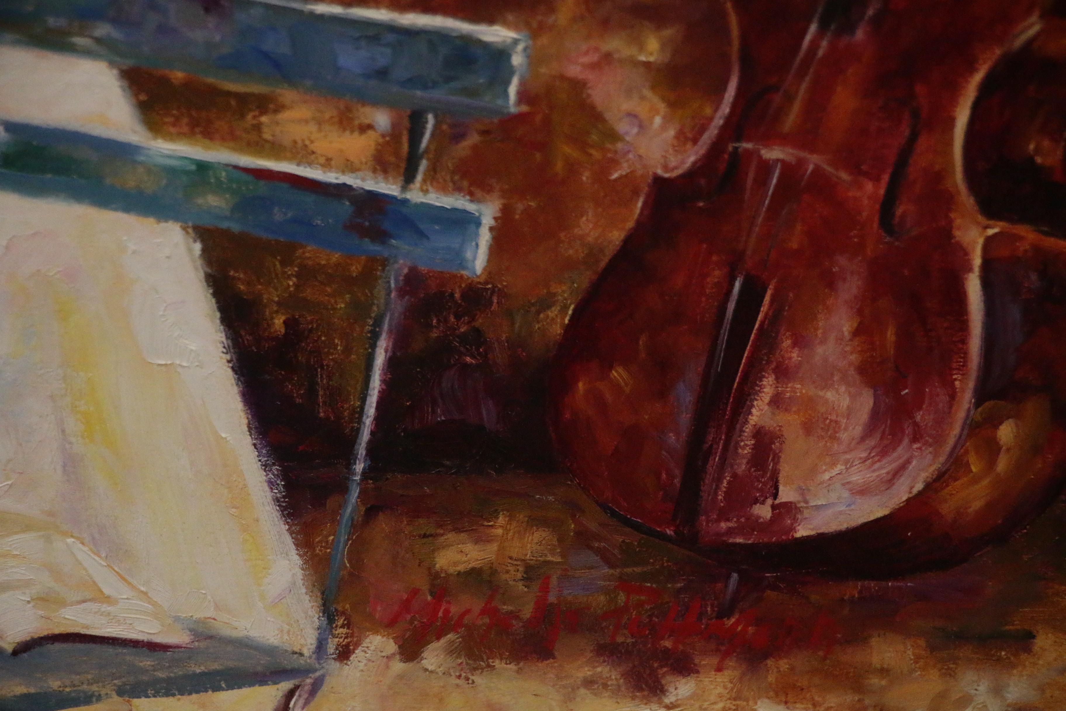 Michelle Puttmann Monumental Impressionistic Oil Painting of Terrace Scene