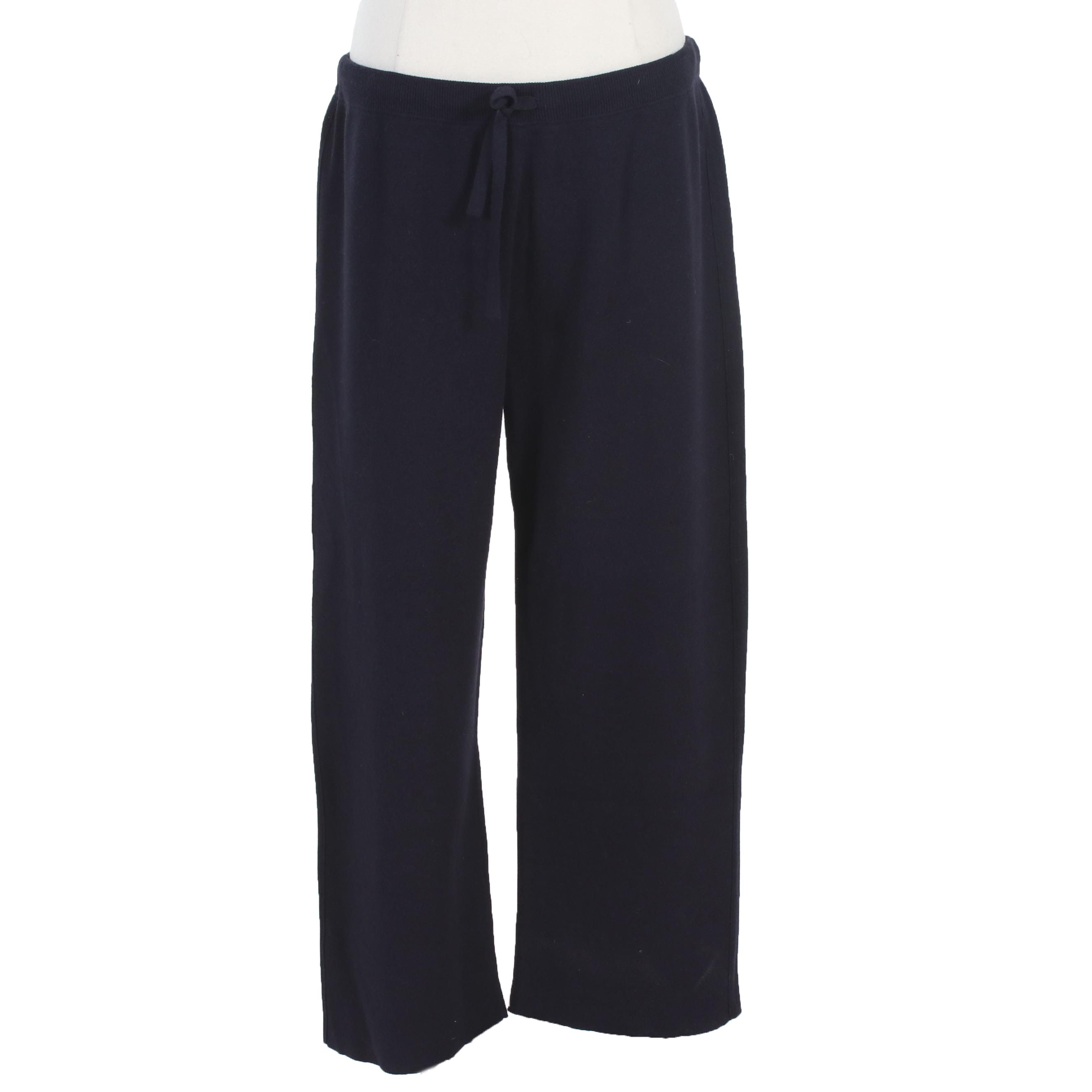 Tory Burch Navy Blue Cashmere Roxanna Drawstring Pants