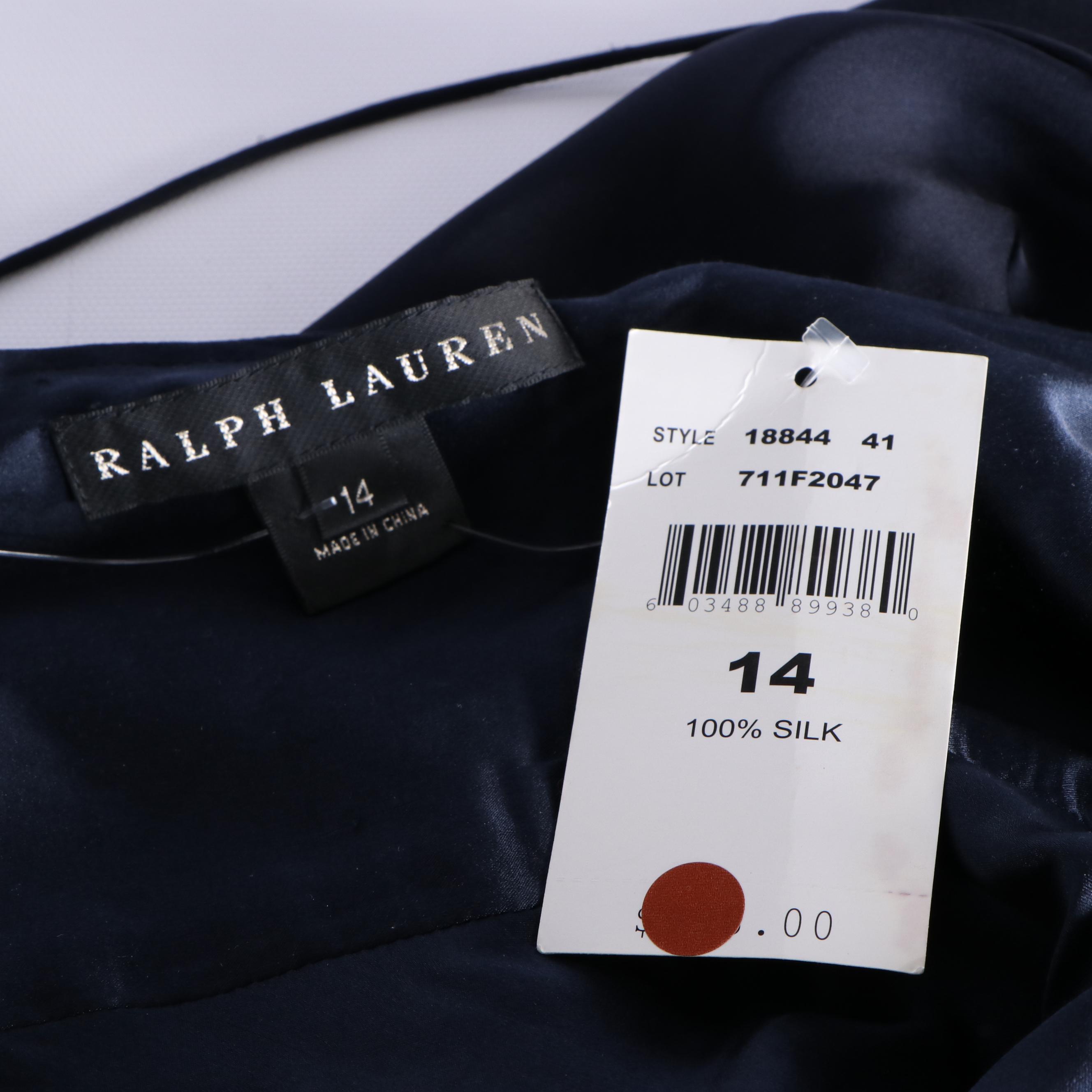 Ralph Lauren Black Label Navy Blue Silk Evening Slip Dress