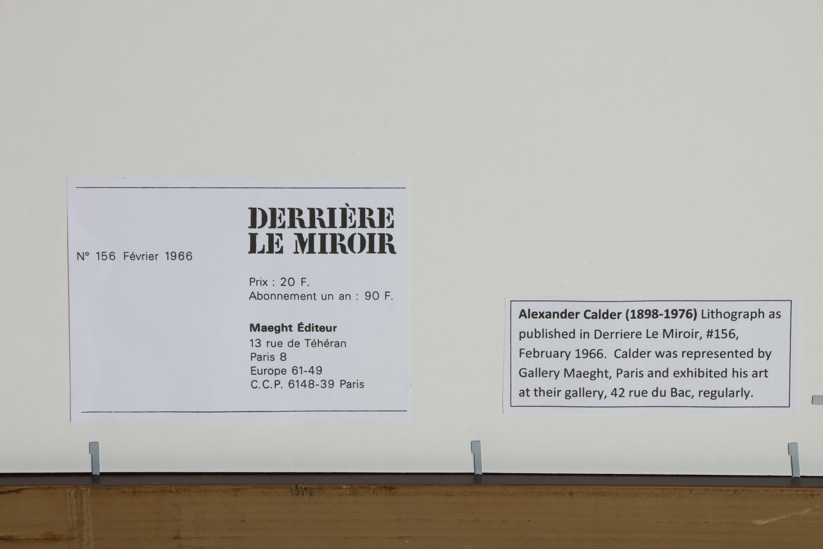 Alexander Calder Color Lithograph for "Derrière le Miroir", 1966