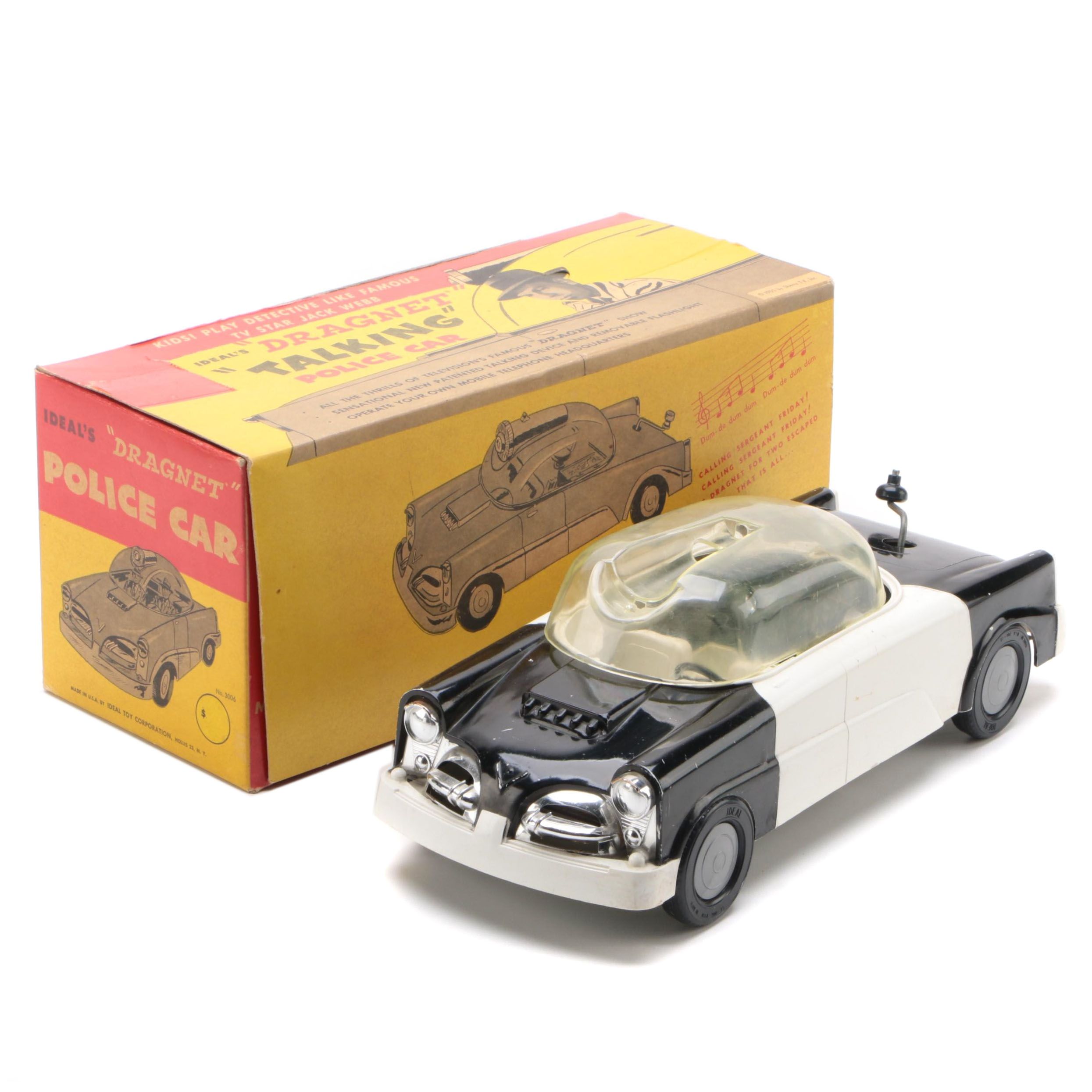 Ideal Jack Webb "Dragnet" Talking Police Car in Original Packaging, 1955