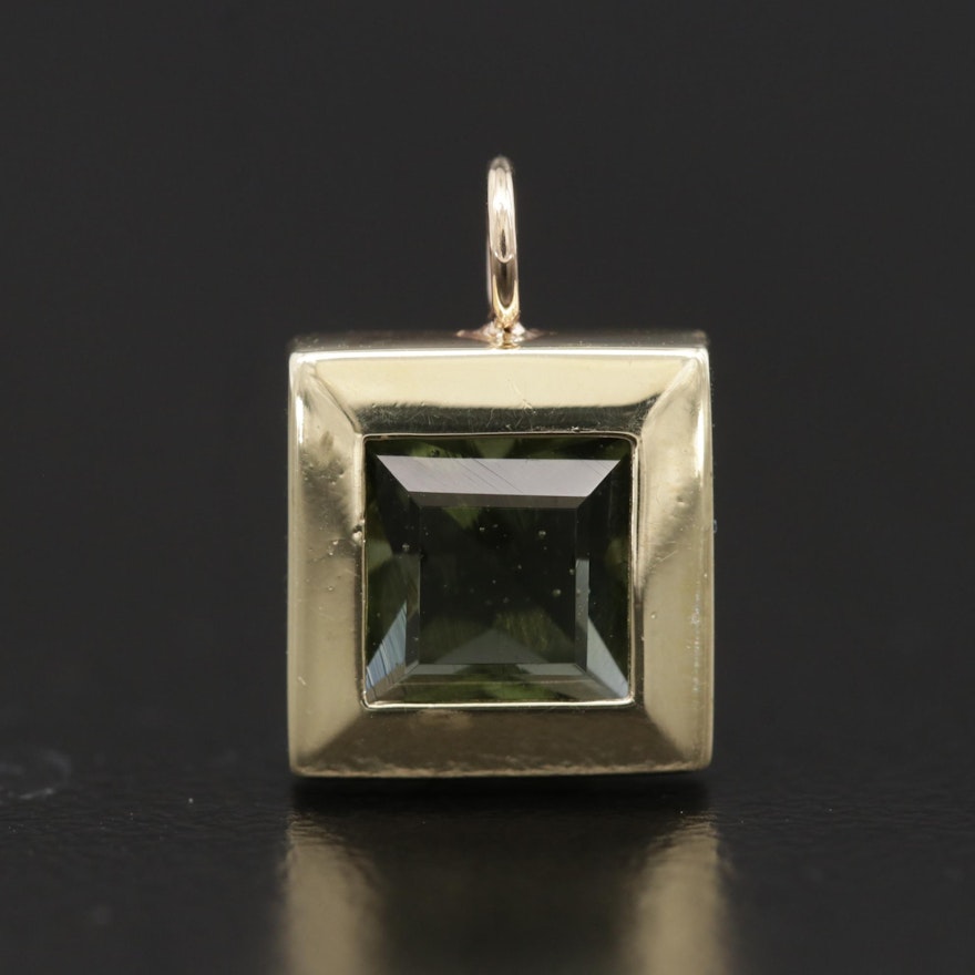 14K Yellow Gold Moldavite Pendant