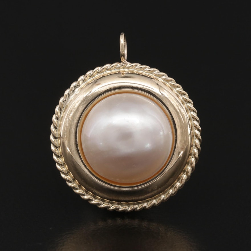 14K Yellow Gold Cultured Pearl Pendant
