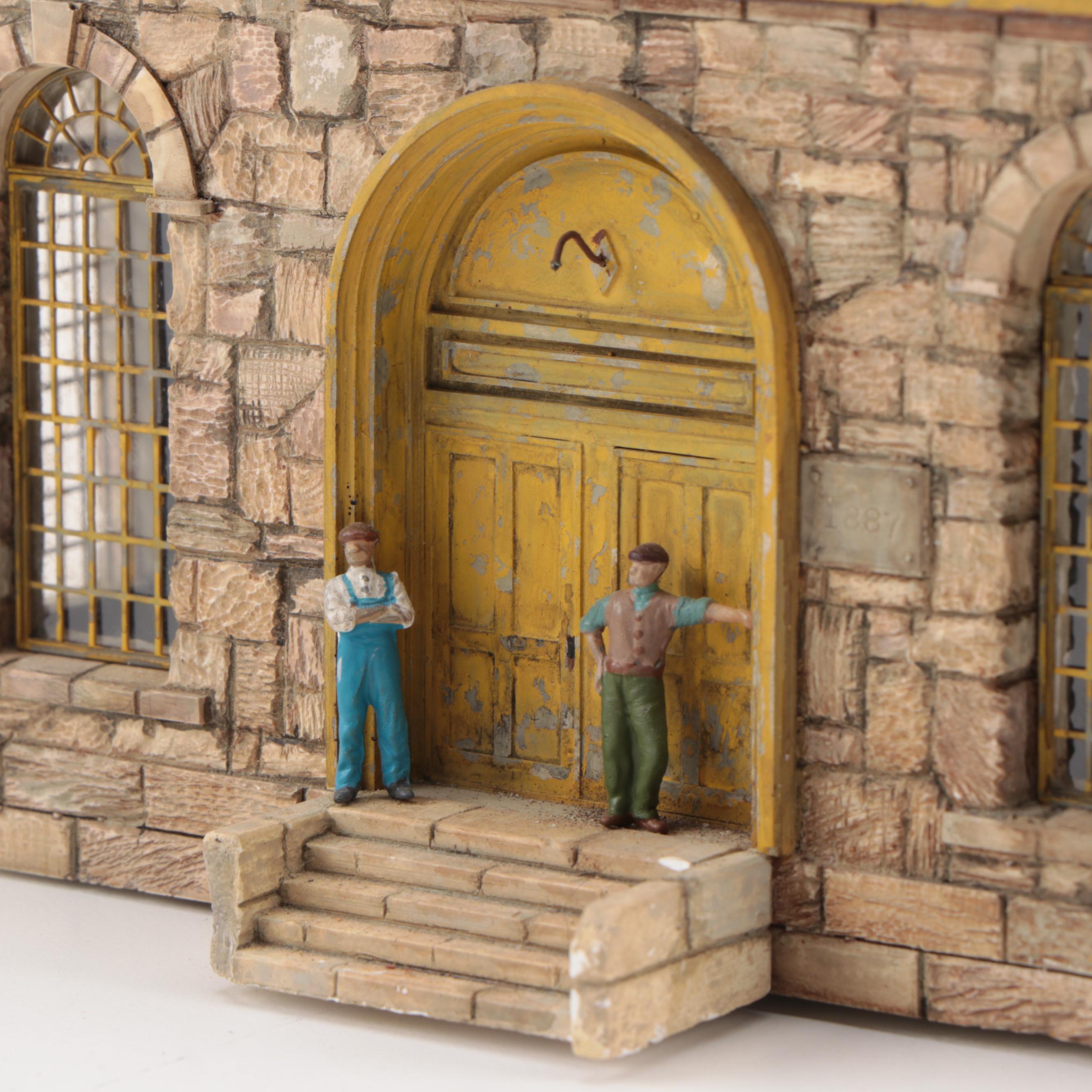 Model Train Structures Including Shops, Houses and a Church