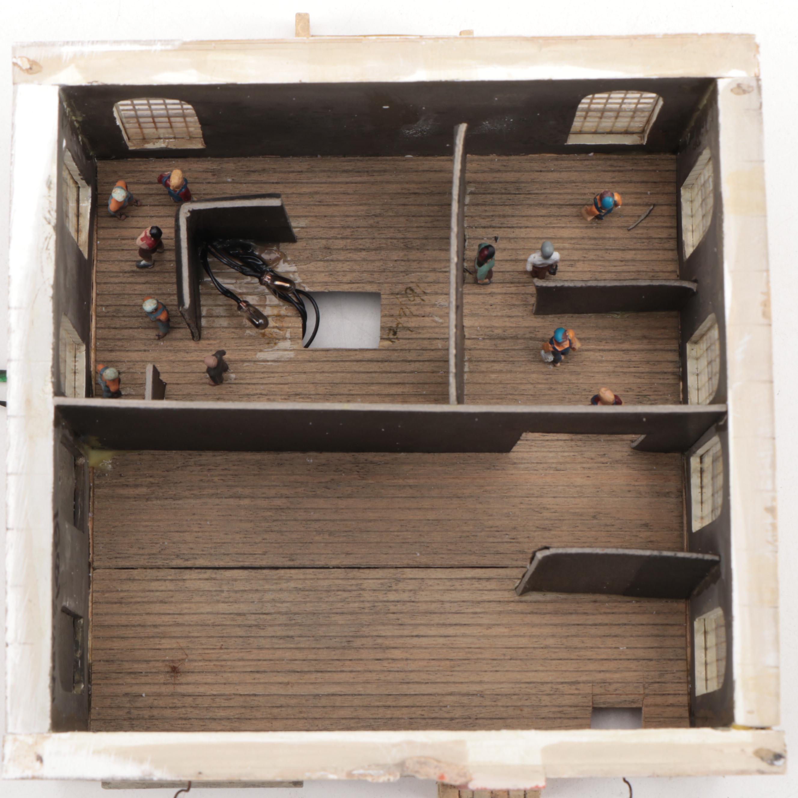 Model Train Structures Including Shops, Houses and a Church