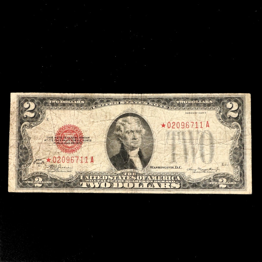 Series of 1928-D $2 Red Seal United States Note, "Star" Note.