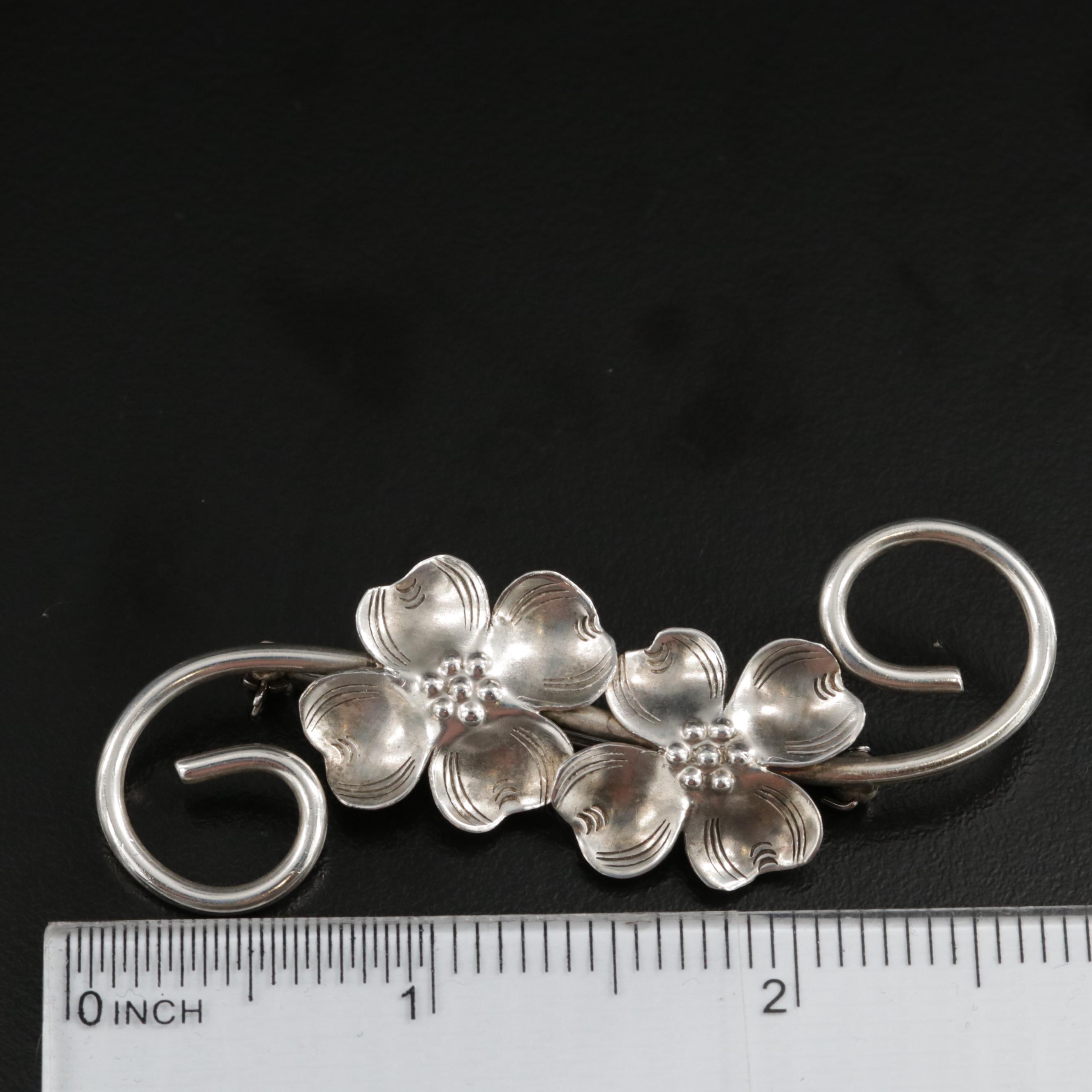 Vintage Stuart Nye Dogwood Motif Sterling Jewelry