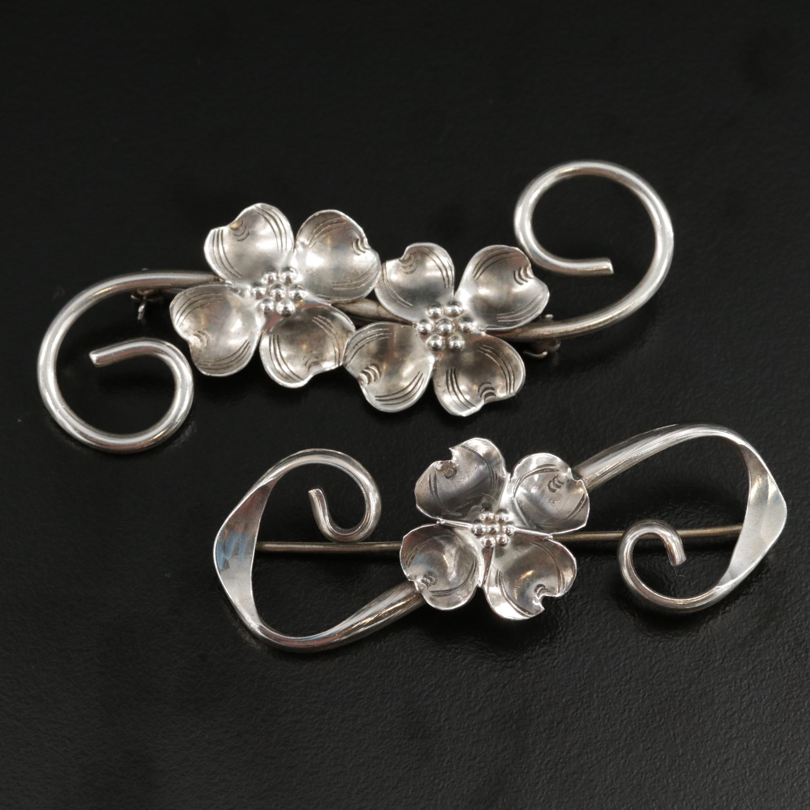 Vintage Stuart Nye Dogwood Motif Sterling Jewelry