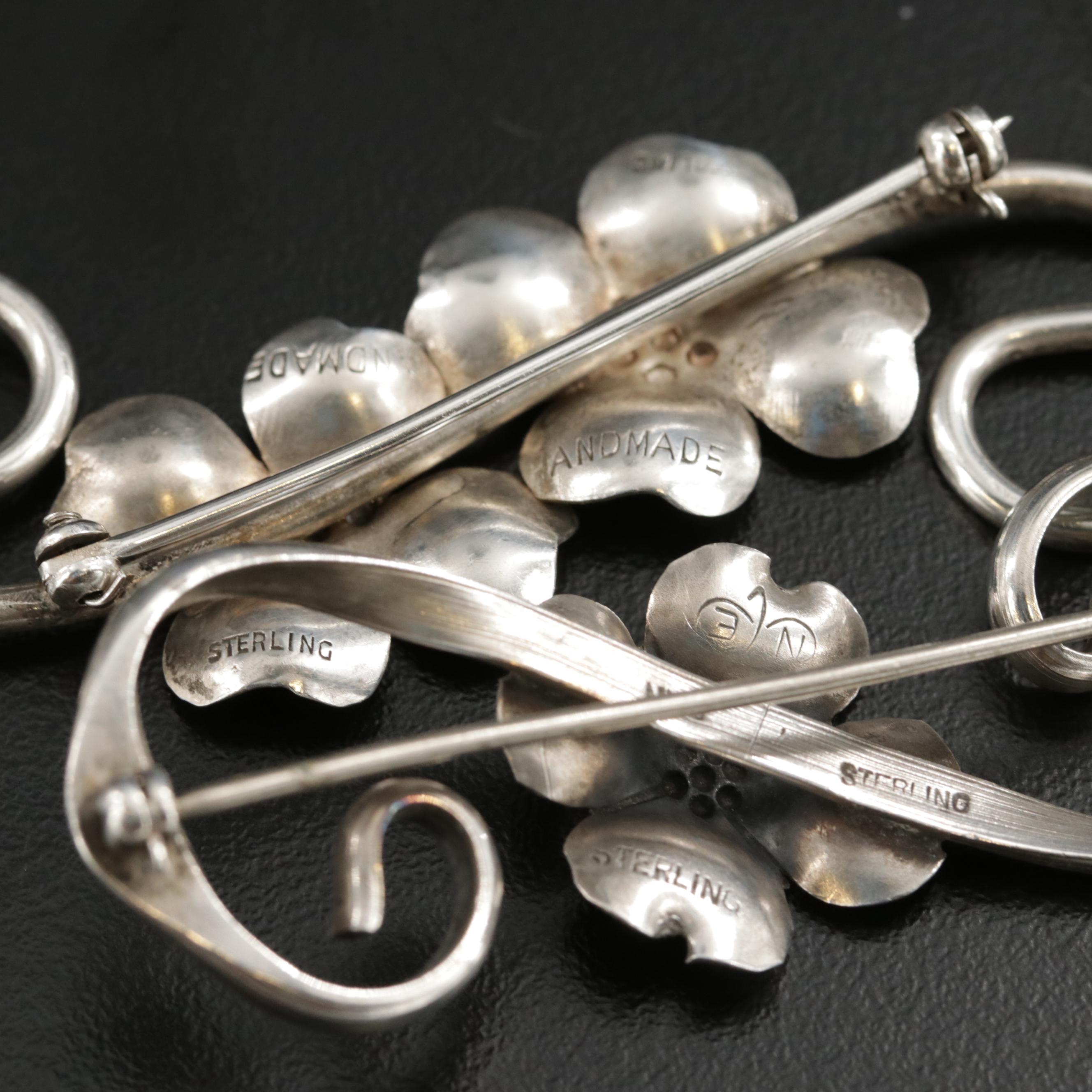 Vintage Stuart Nye Dogwood Motif Sterling Jewelry