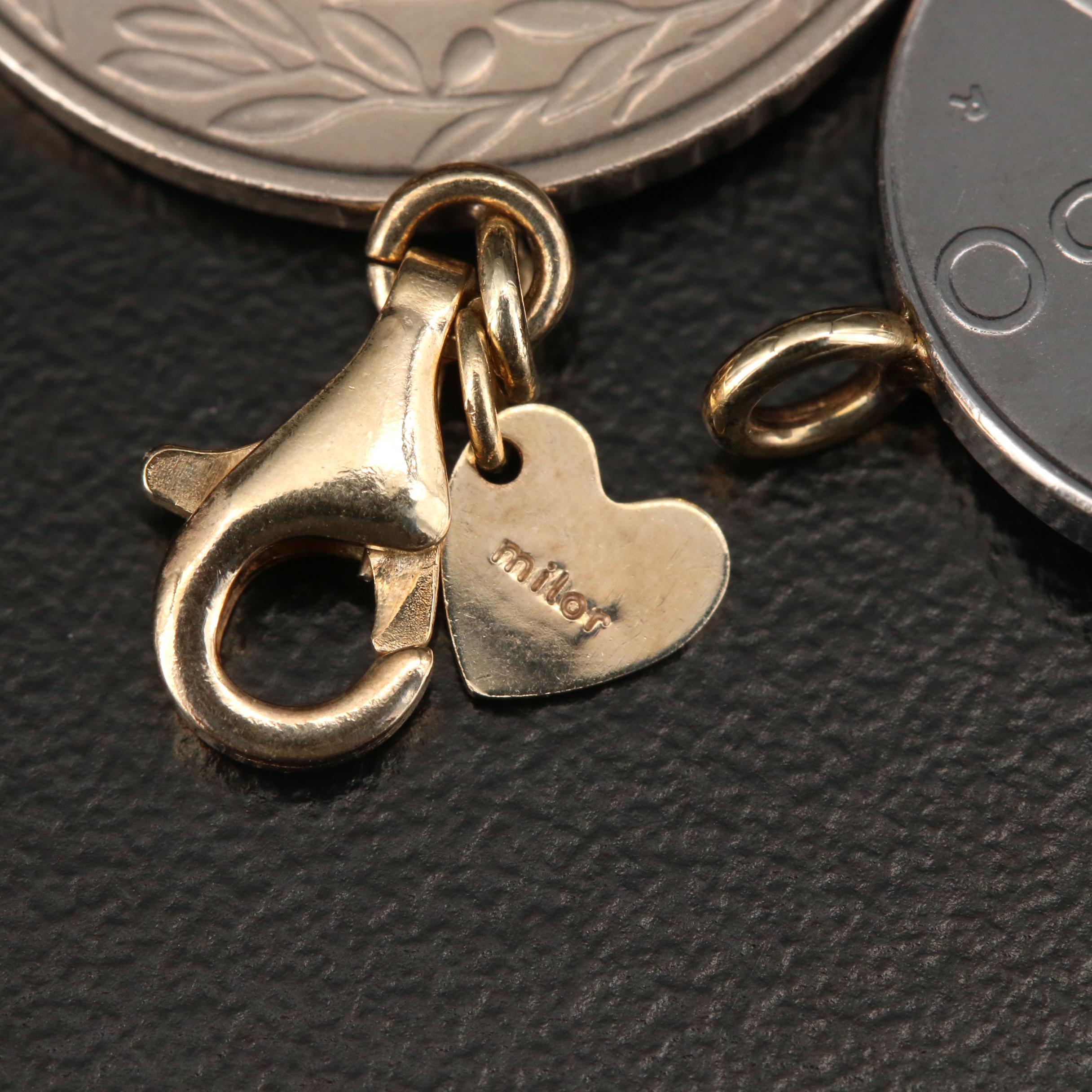 Milor 14K Gold Bracelet with Modern Italian Lire Coins