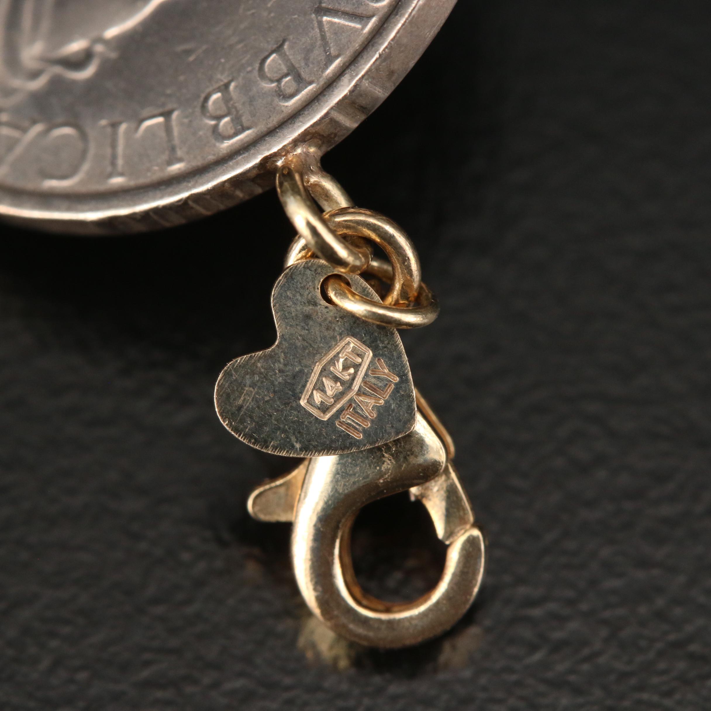 Milor 14K Gold Bracelet with Modern Italian Lire Coins