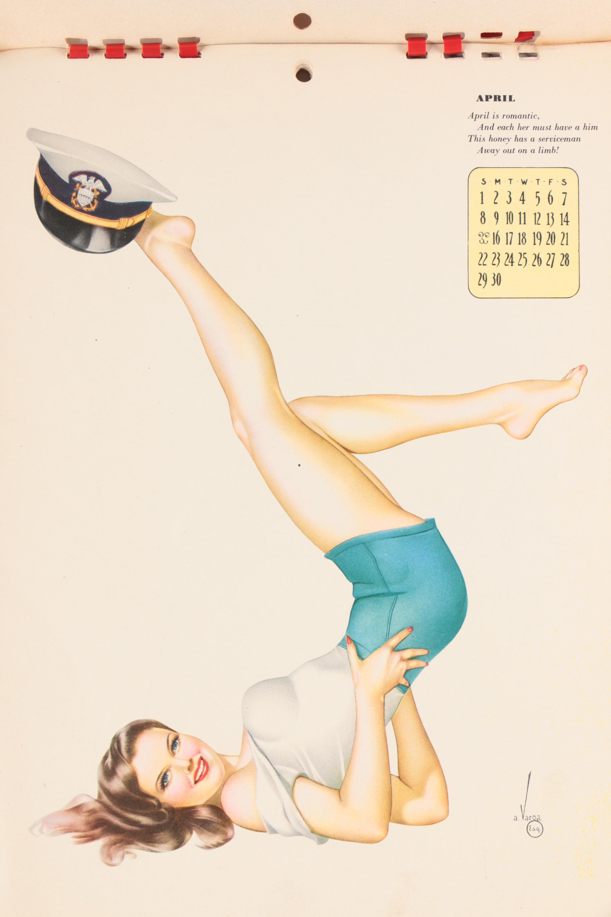 Varga Girls Pin Up Print Calendar For Esquire Magazine, 1944