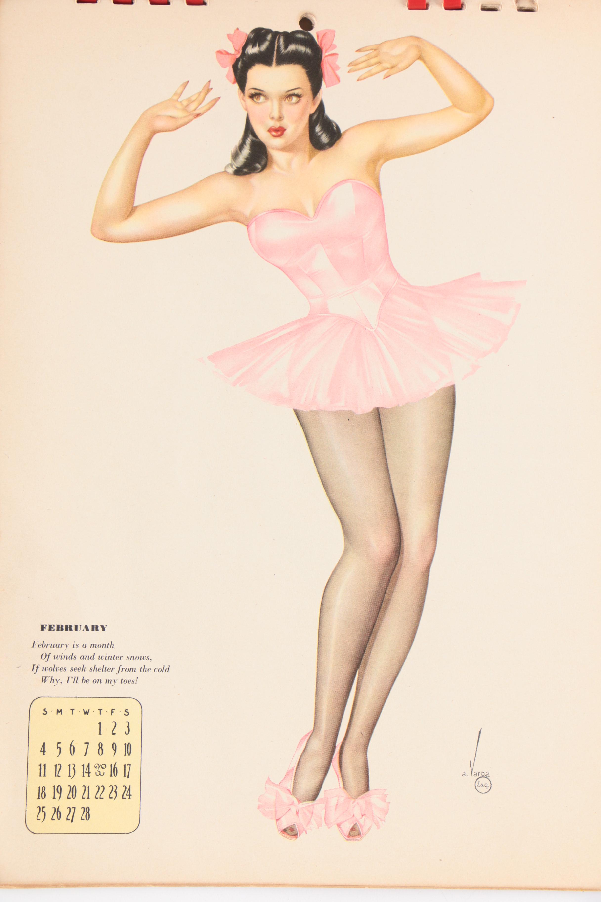 Varga Girls Pin Up Print Calendar For Esquire Magazine, 1944
