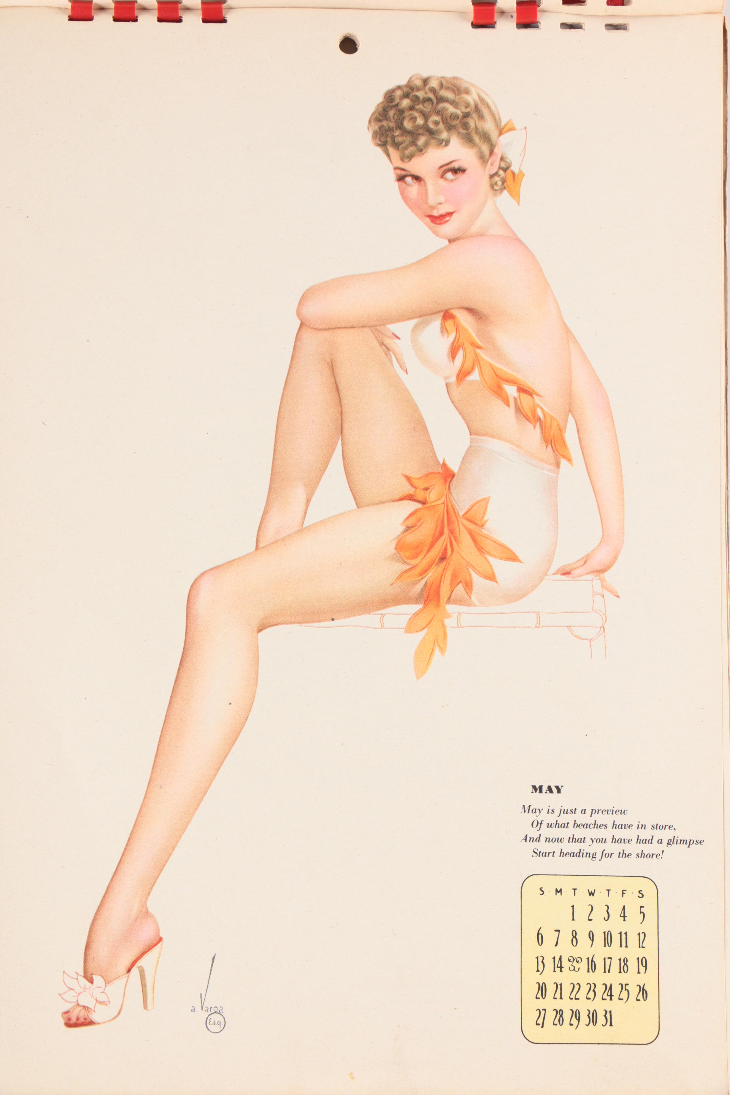 Varga Girls Pin Up Print Calendar For Esquire Magazine, 1944