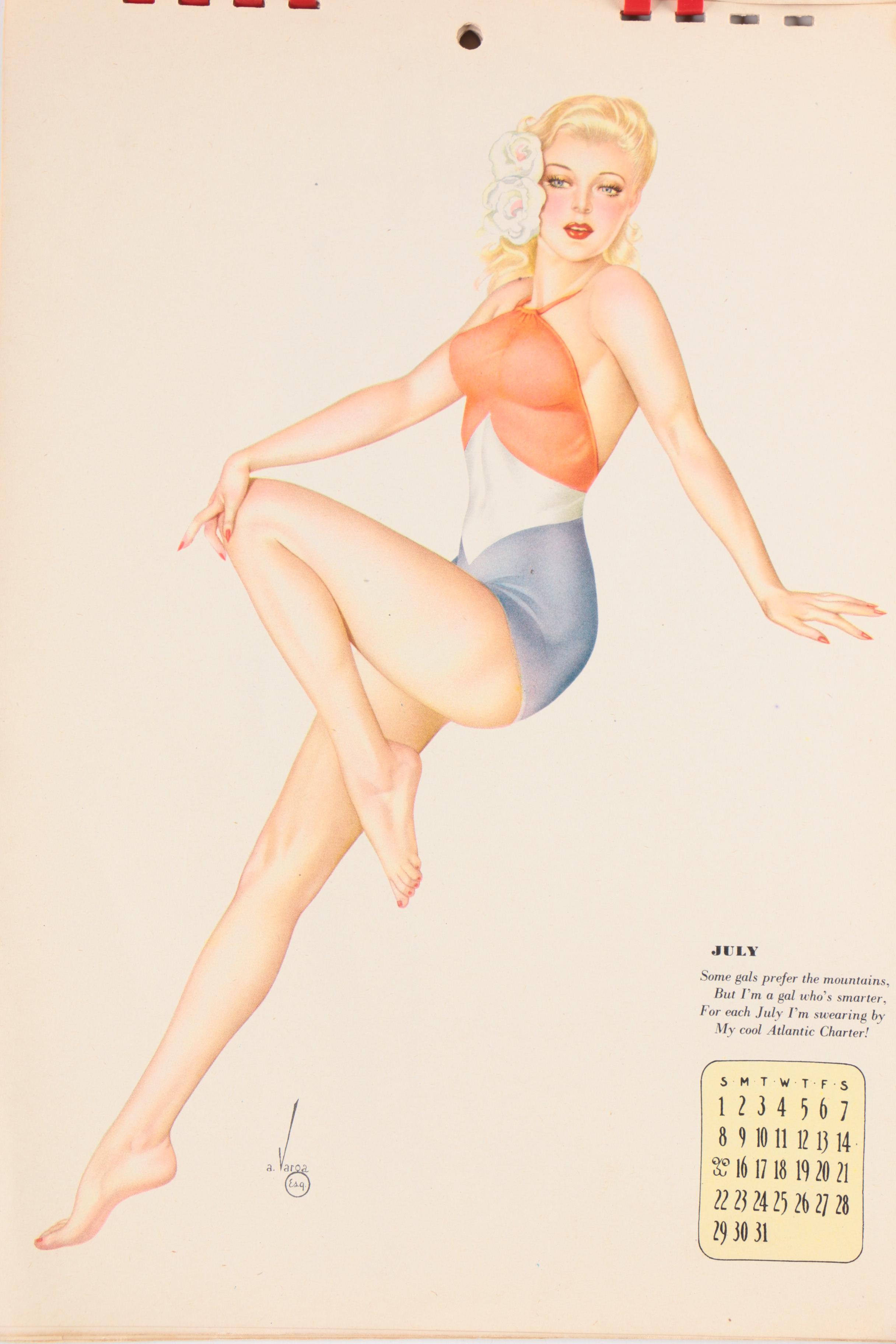 Varga Girls Pin Up Print Calendar For Esquire Magazine, 1944