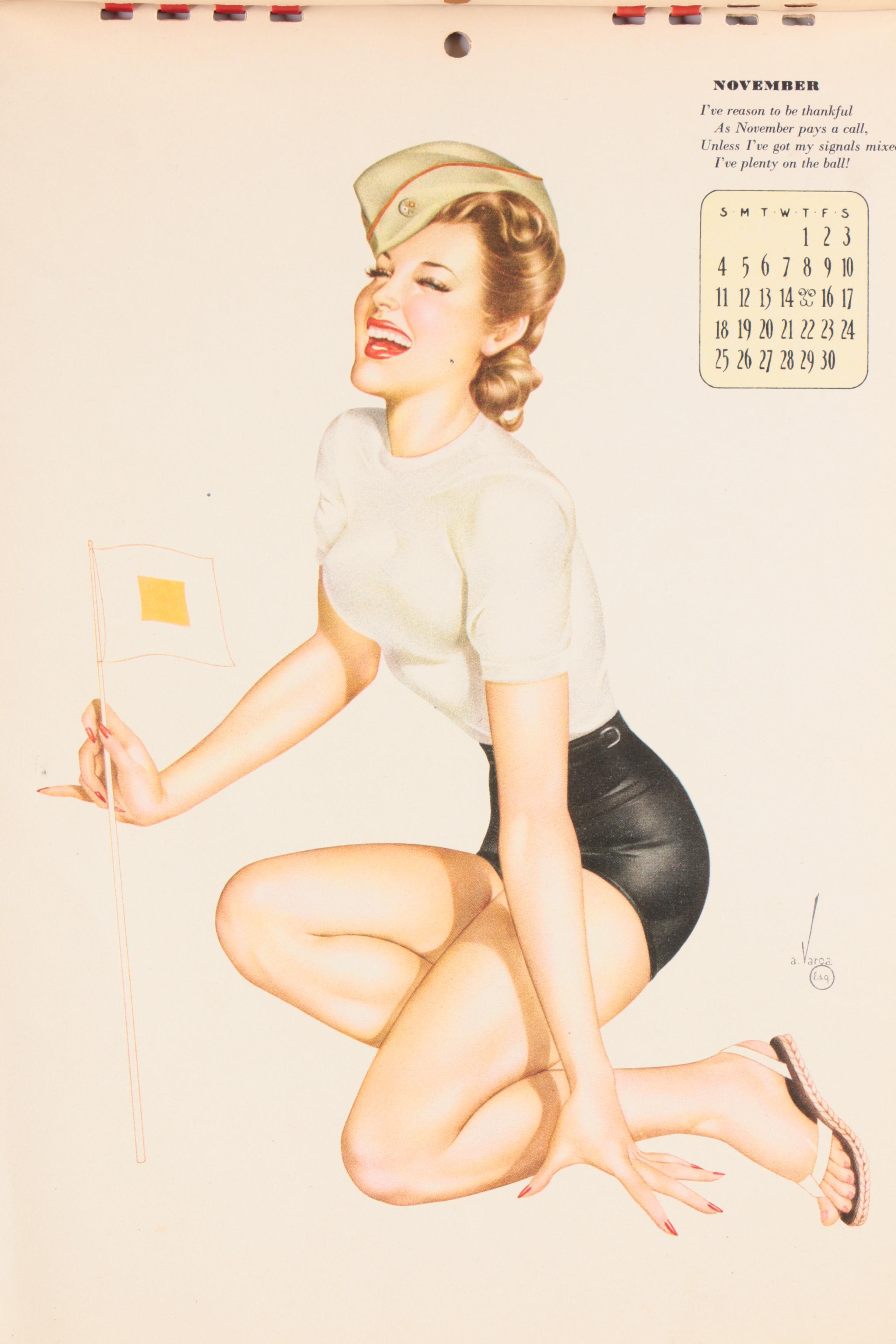 Varga Girls Pin Up Print Calendar For Esquire Magazine, 1944