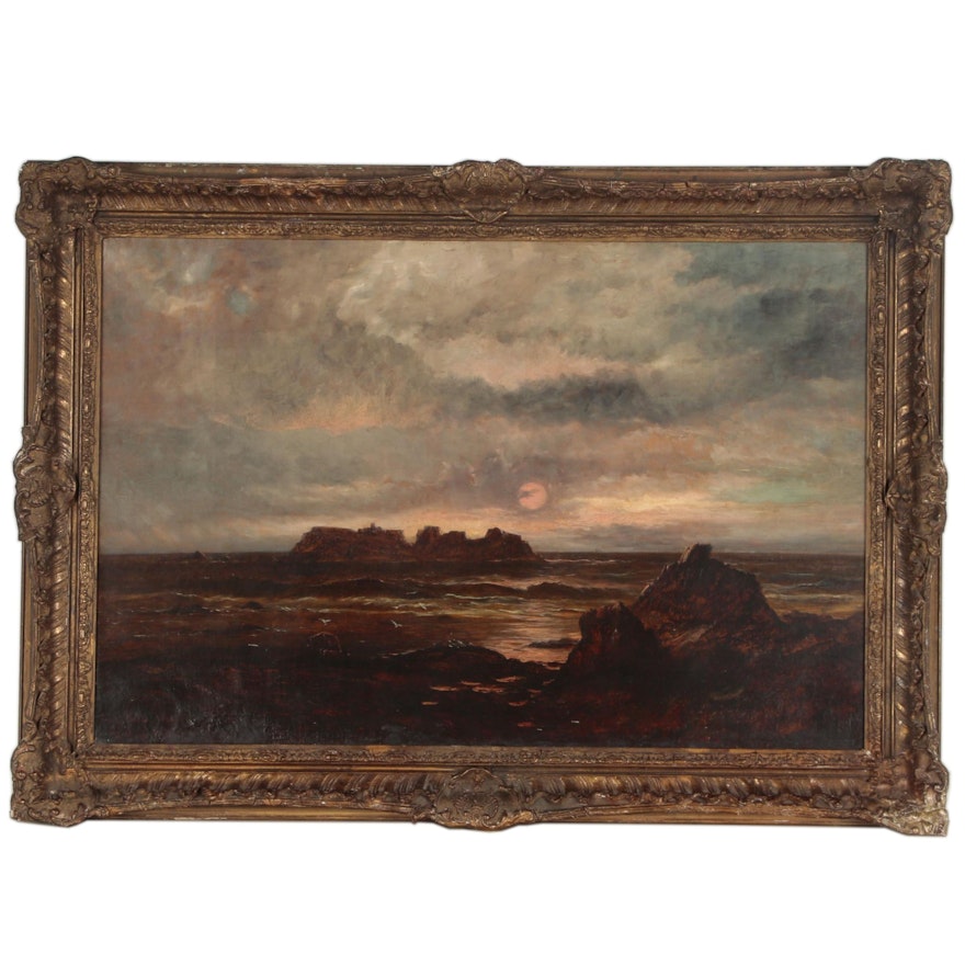 John Holland Senior Oil Painting "Sark. Channel, Island", 19th Century